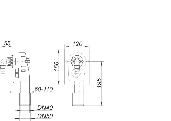 Wandeinbau-Waschgeräte-Siphon HL 400, DN 40/DN 50
