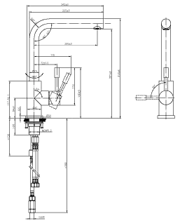 Villeroy & Boch Küchenarmatur „Modern Steel Niederdruck“ Ausladung 200 mm