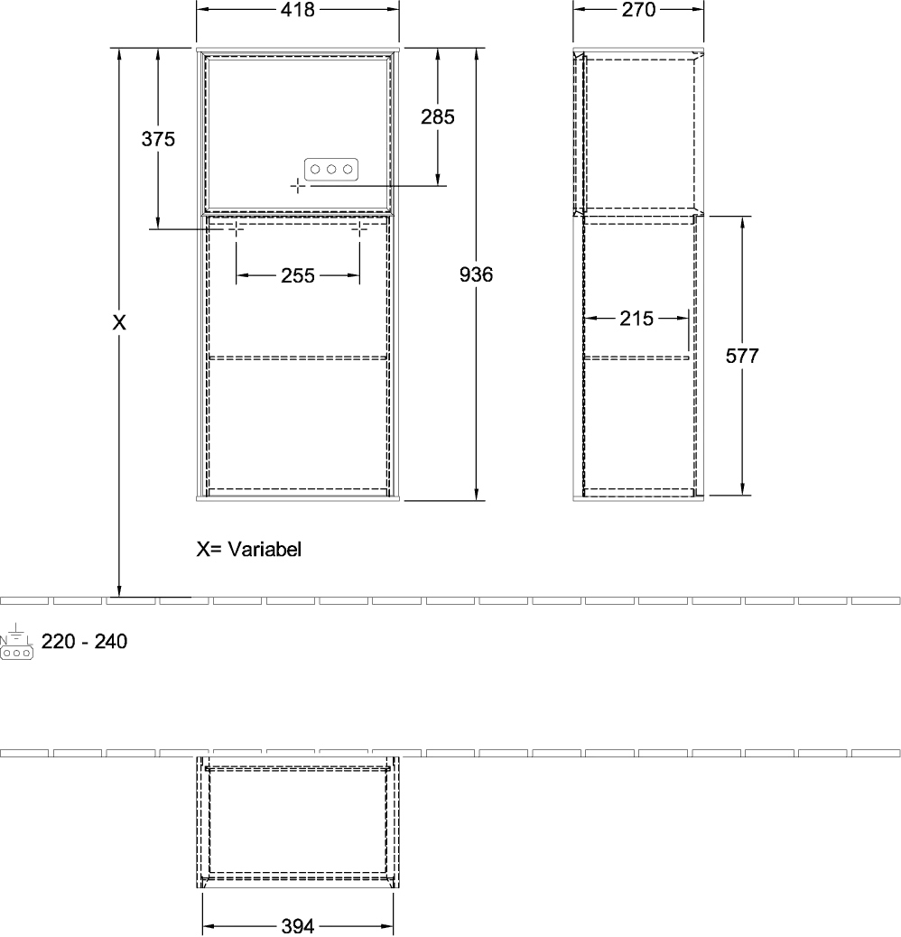 Villeroy & Boch Finion Seitenschrank F50, 418 x 936 x 270 mm, mit Beleuchtung, 1 Tür Villeroy & Boch Finion Seitenschrank F50, 418 x 936 x 270 mm, mit Beleuchtung, 1 Tür