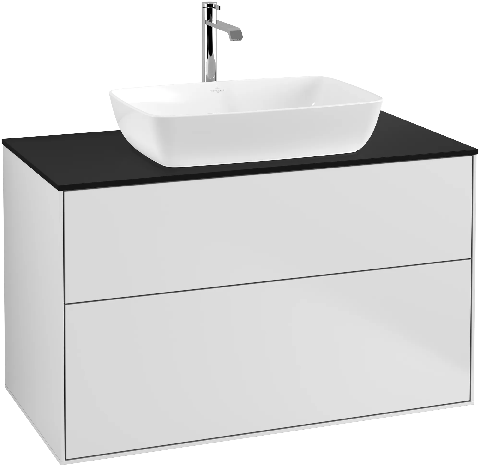 Villeroy & Boch Finion Waschbeckenunterschrank G76, 1000x603x501mm, White Matt Lacquer / Glass Black Matt
