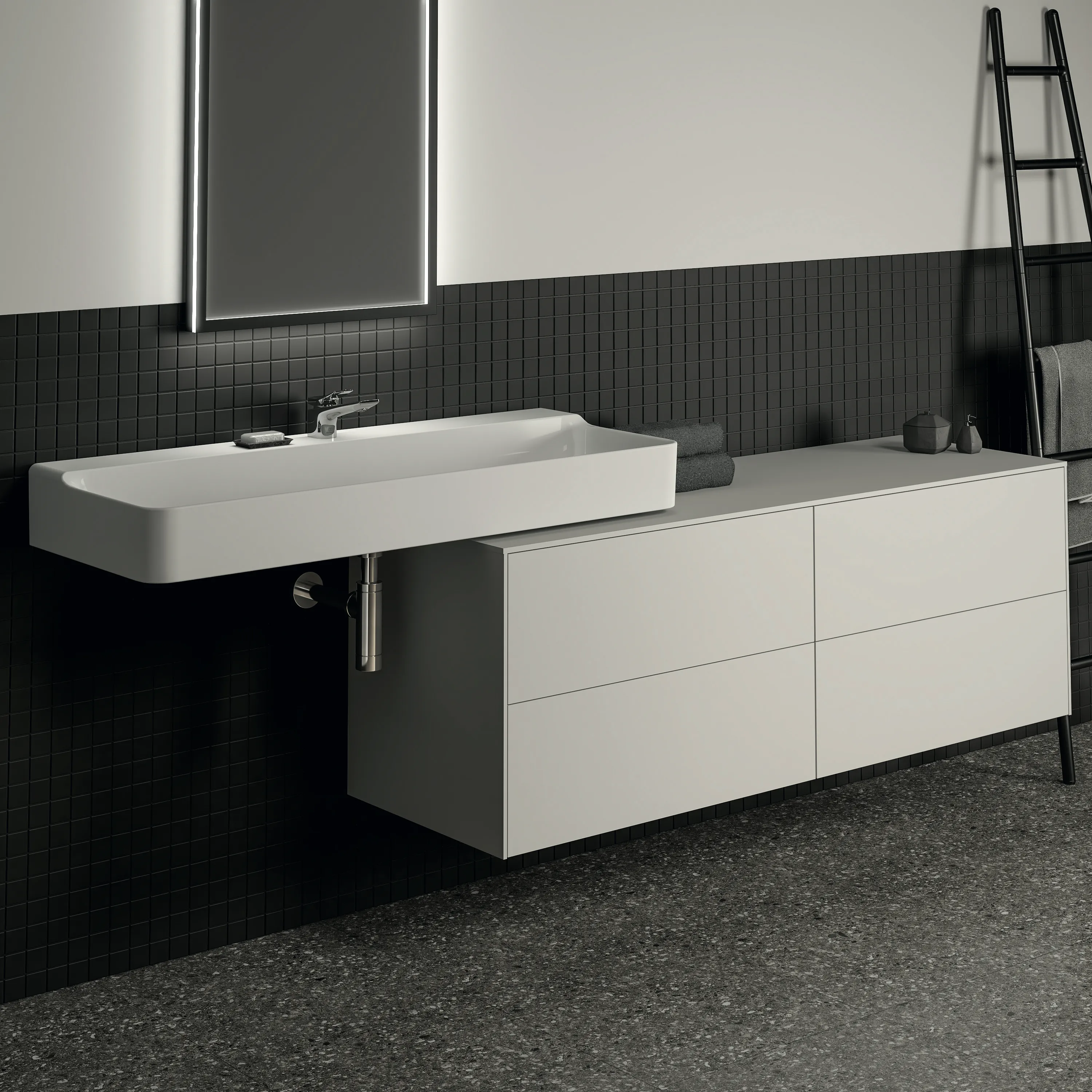 Ideal Standard Waschtischunterschrank „Conca“ 158,7 × 55 × 50,5 cm Weiß matt lackiert