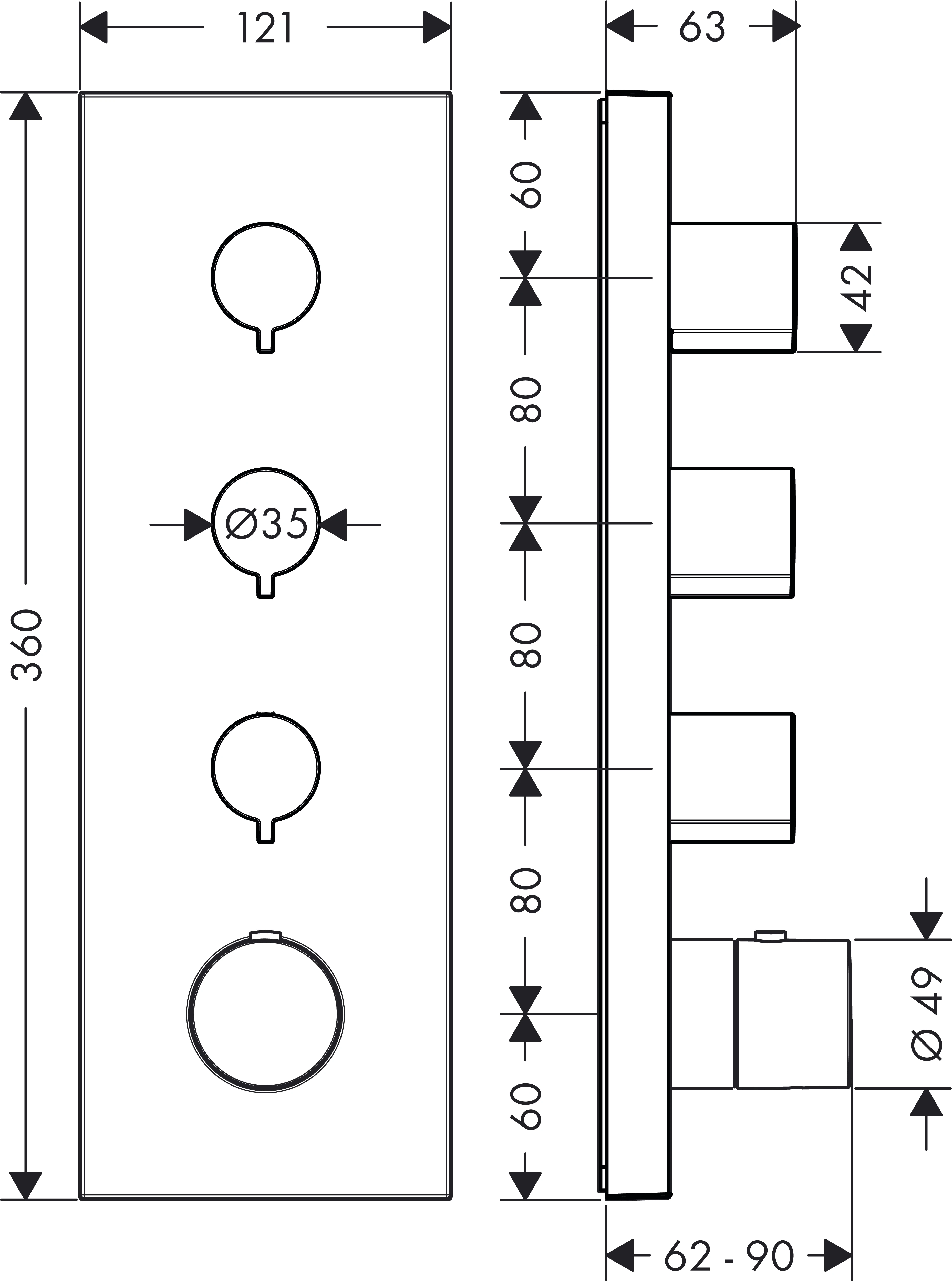 Thermostatmodul Axor Starck Fertigset chrom