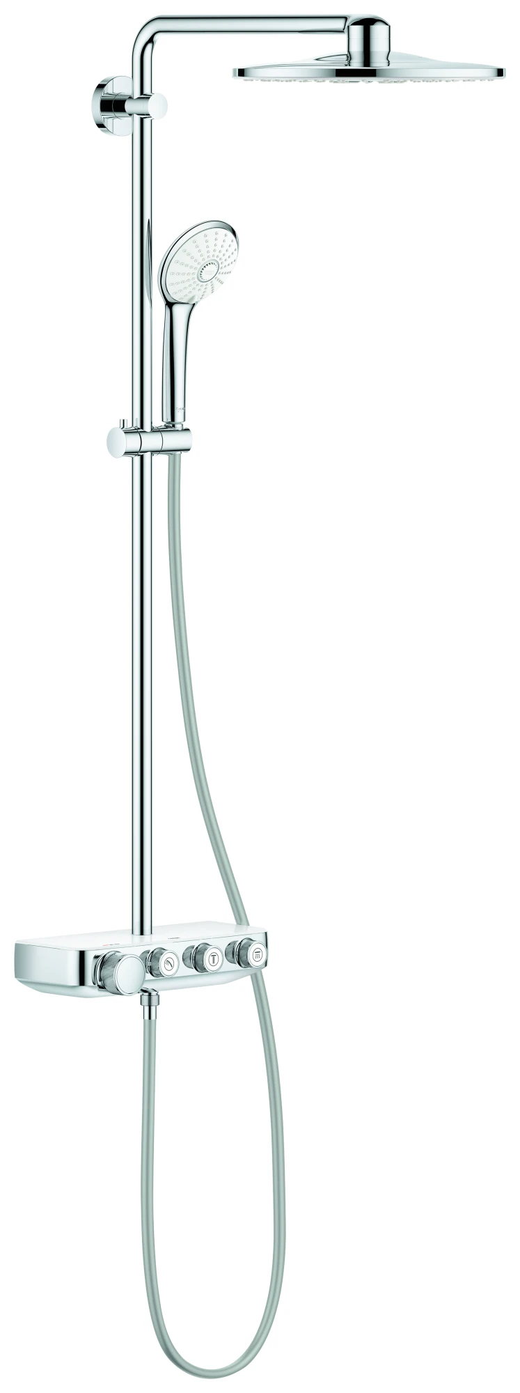 Duschsystem Euphoria SmartControl System 310 Duo 26507, mit Aufputz-Thermostatbatterie, Wandmontage, horizontaler Duscharm 450 mm, chrom Farbe: moon white