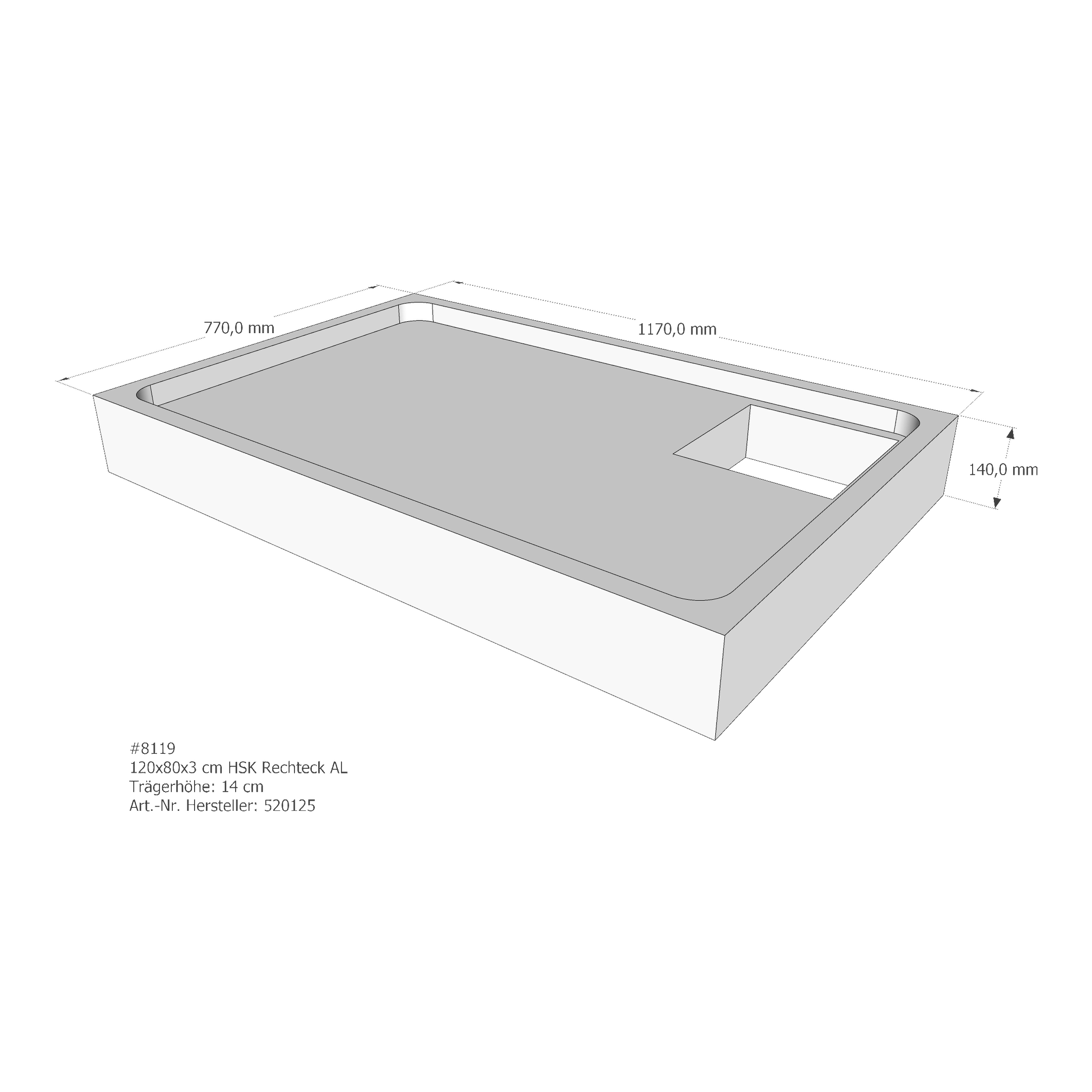 Duschwannenträger für HSK Rechteck flach 120 × 80 × 3 cm Breite: 80 cm / Länge: 120 cm Duschwannenträger für HSK Rechteck flach 120 × 80 × 3 cm Breite: 80 cm / Länge: 120 cm