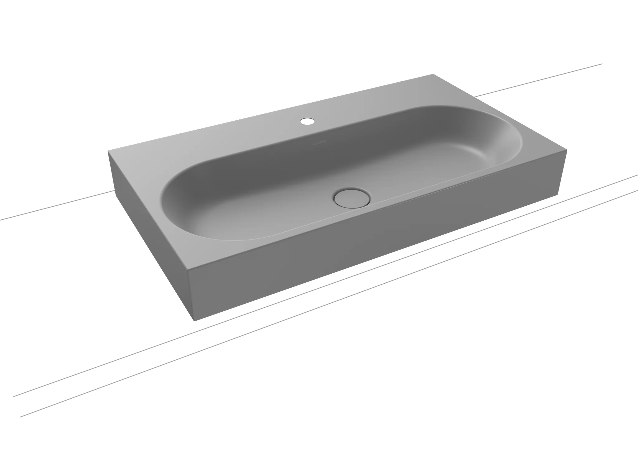 Kaldewei CENTRO Aufsatzwaschtisch, 900x500 mm, Randhöhe 120 mm, cool grey 30, Perl-Effekt, Antidröhn mit 1er Hahnlochbohrung, ohne Überlauf