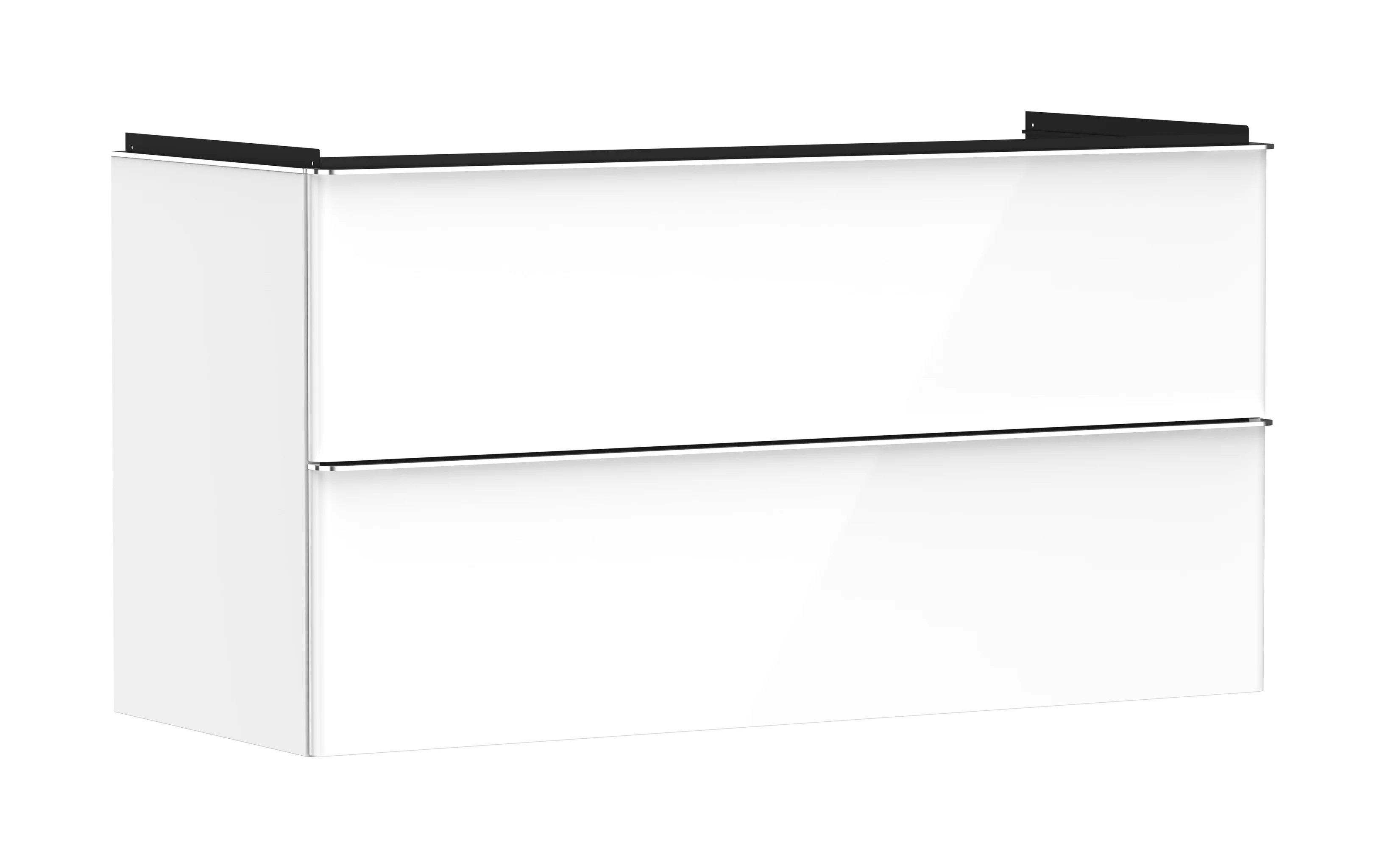 Hansgrohe Xelu Q Waschtischunterschrank, weiß hochglänzend, 1.180 x 475 mm, 2 Schubkästen, chromglänzende Griffe, SoftClose, vormontiert