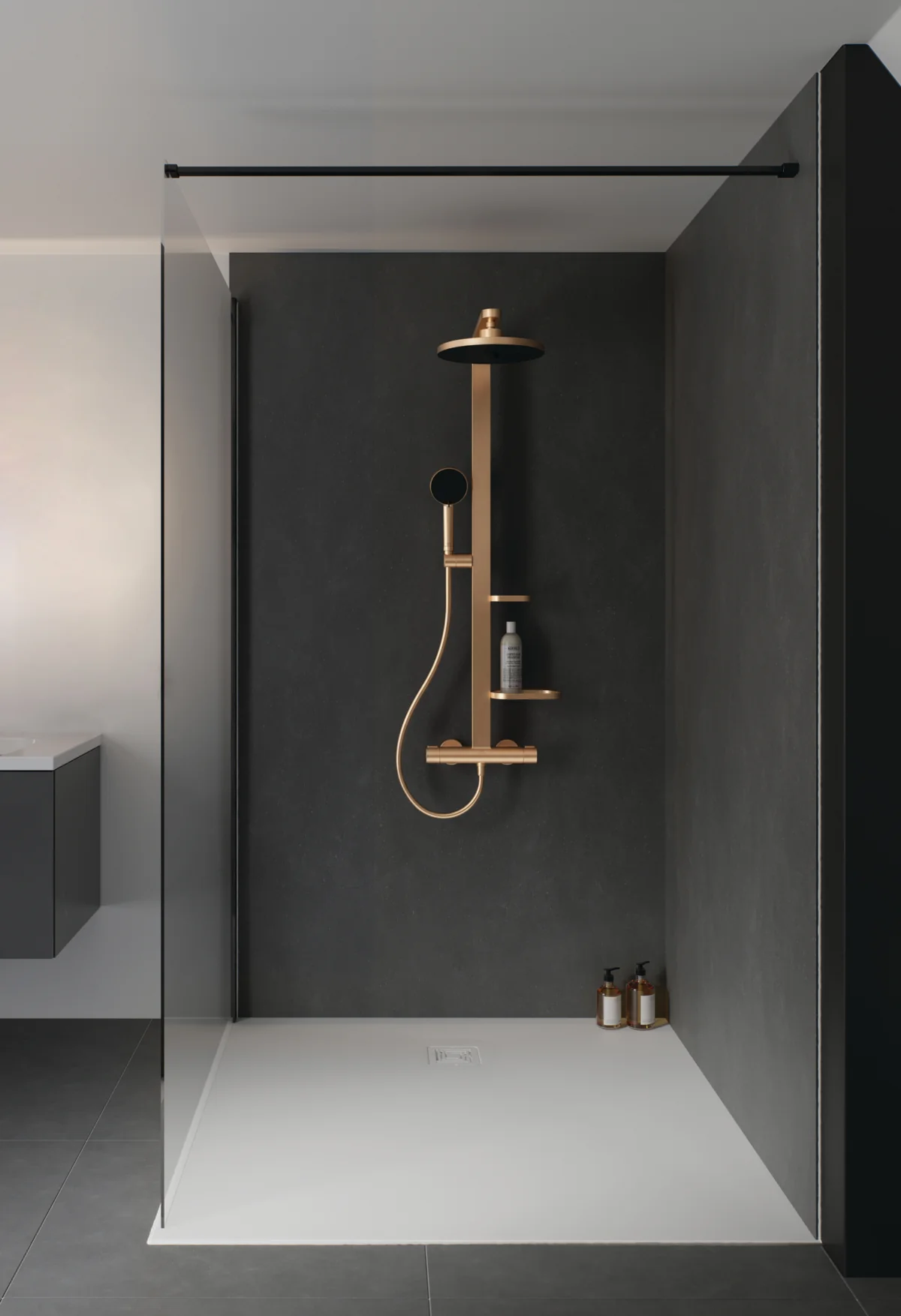 Ideal Standard Ceratherm Alu+ Duschsystem mit Brausethermostat, Bronze, Aufputz, 2 Strahlarten Hand- und Kopfbrause