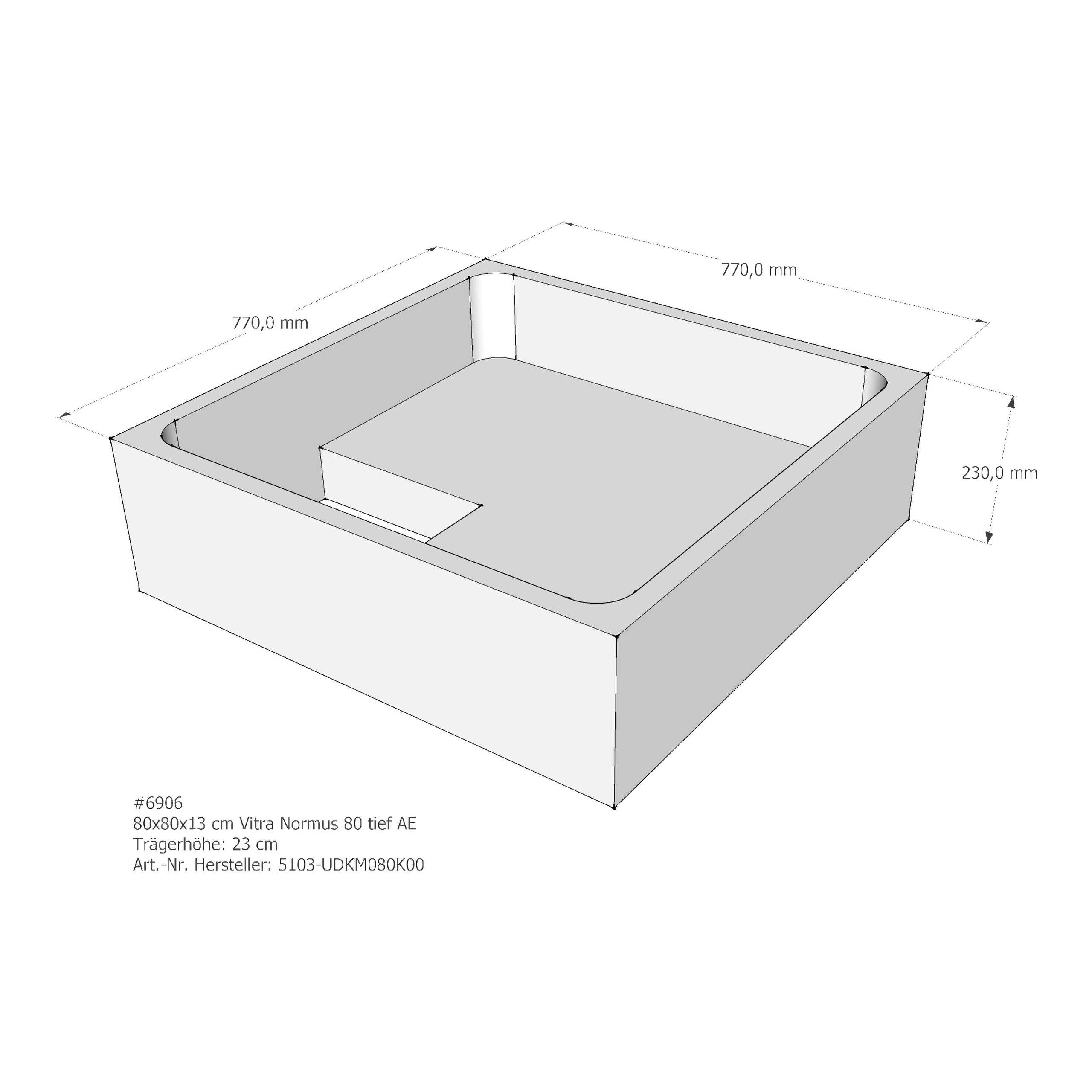 Duschwannenträger für VitrA Normus tief 80 × 80 × 13 cm Duschwannenträger für VitrA Normus tief 80 × 80 × 13 cm