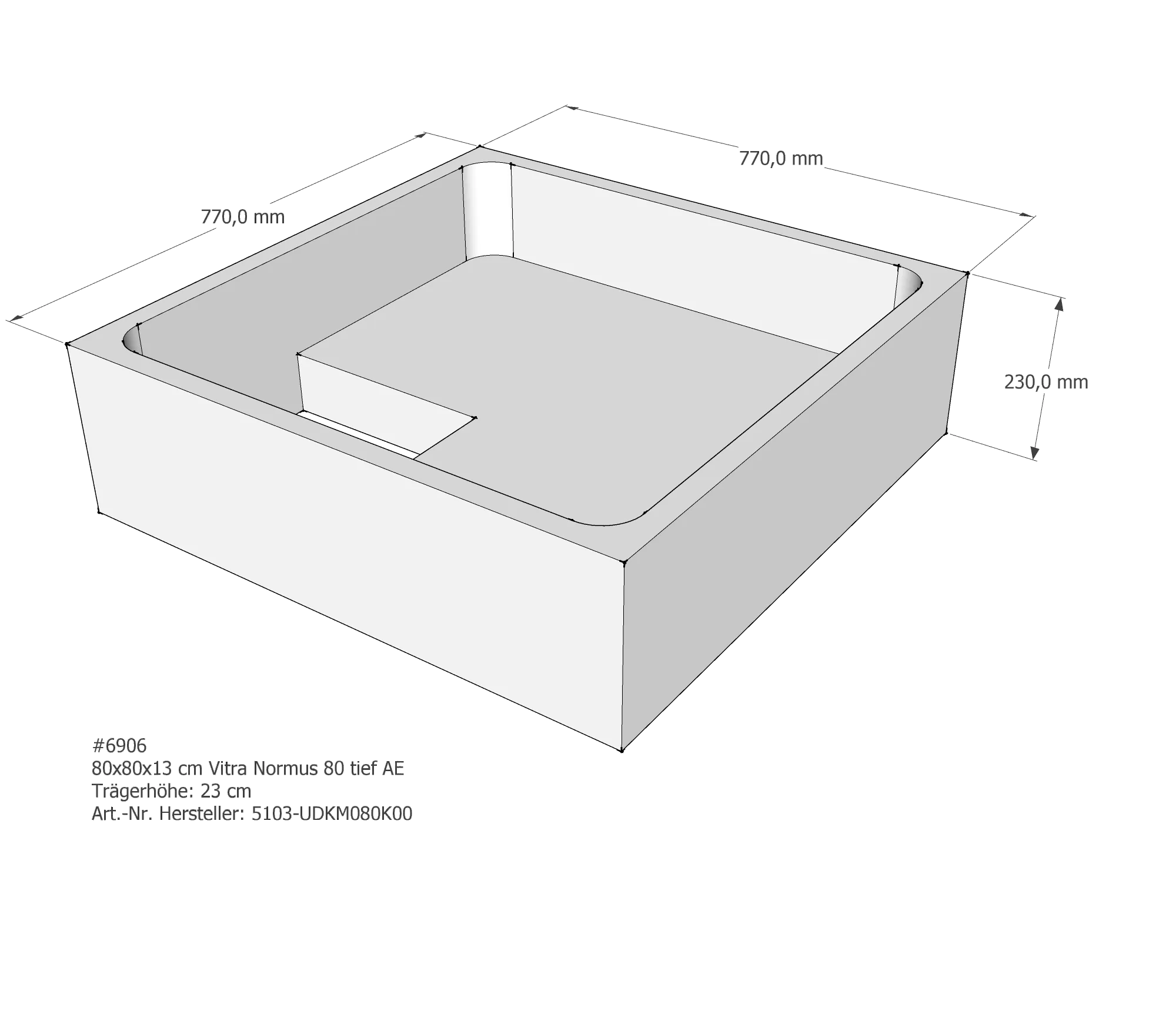 Duschwannenträger für VitrA Normus tief 80 × 80 × 13 cm Duschwannenträger für VitrA Normus tief 80 × 80 × 13 cm