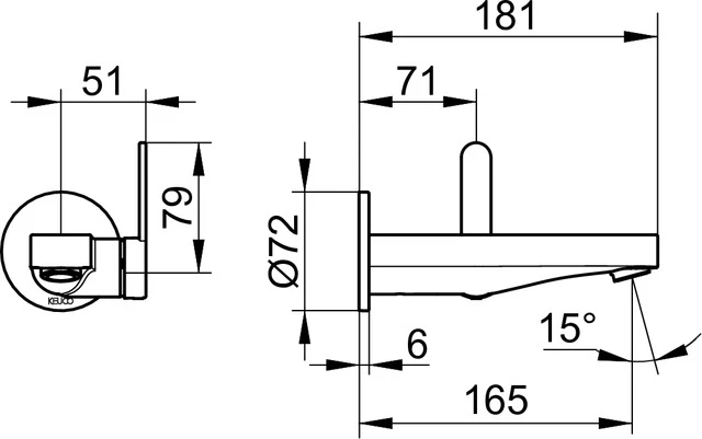 IXMO Einhebel-Waschtischmischer UP Ausladung 165 mm/IXMO Flat Messing gebürstet