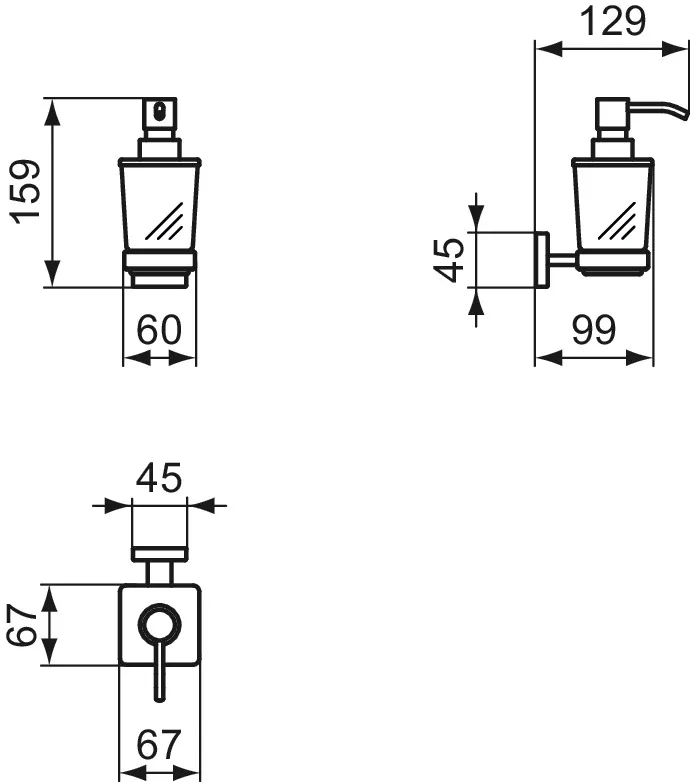 Ideal Standard Spender für Flüssigseife „IOMCube“, Befestigung verdeckt 6,7 × 15,9 cm