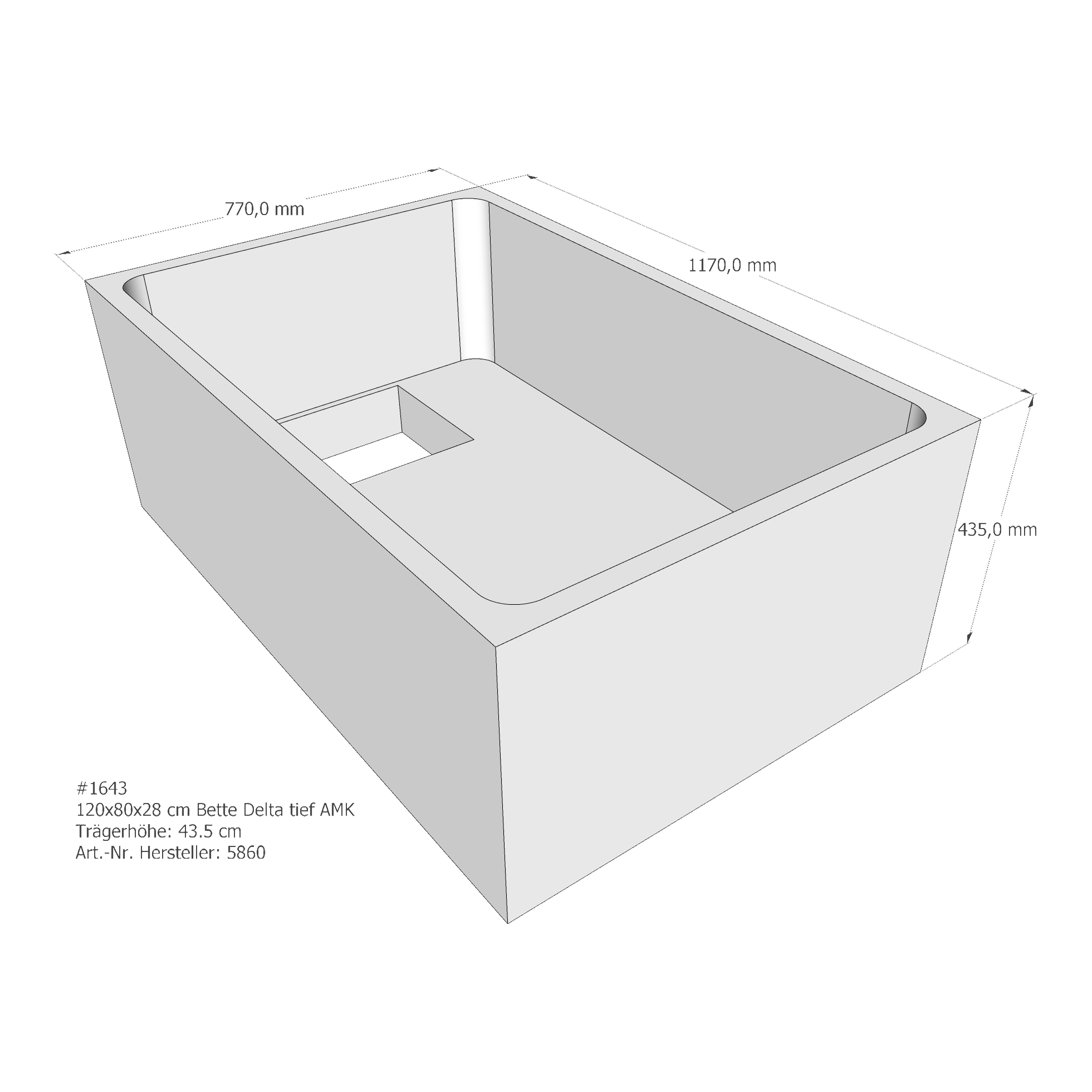 Duschwannenträger für Bette BetteDelta (tief) 120 × 80 × 28 cm