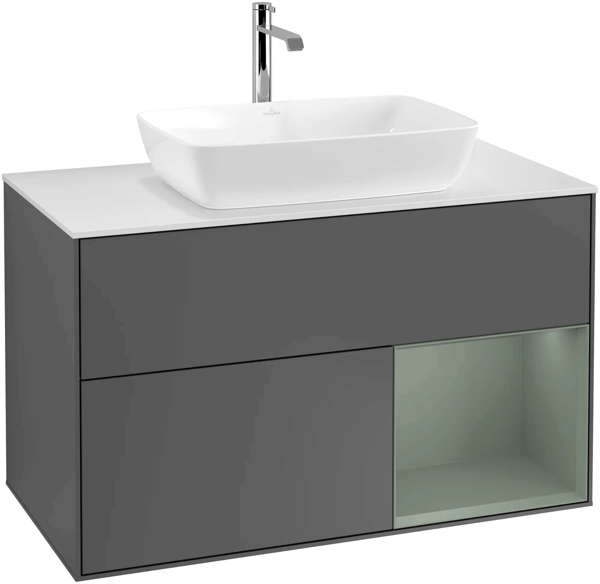 Villeroy & Boch Waschtischunterschrank „Finion“ für Schrankwaschtisch 1000 × 603 × 501 mm Anthracite Matt Lacquer, für Becken mittig, mit