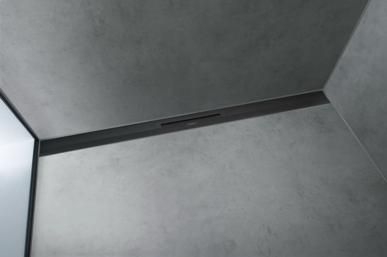 Hansgrohe RainDrain Flex Duschrinne 1000 mm, wandangebunden, Mattschwarz, höhenverstellbar um 10 mm, bis zu 60 l/min Ablaufleistung