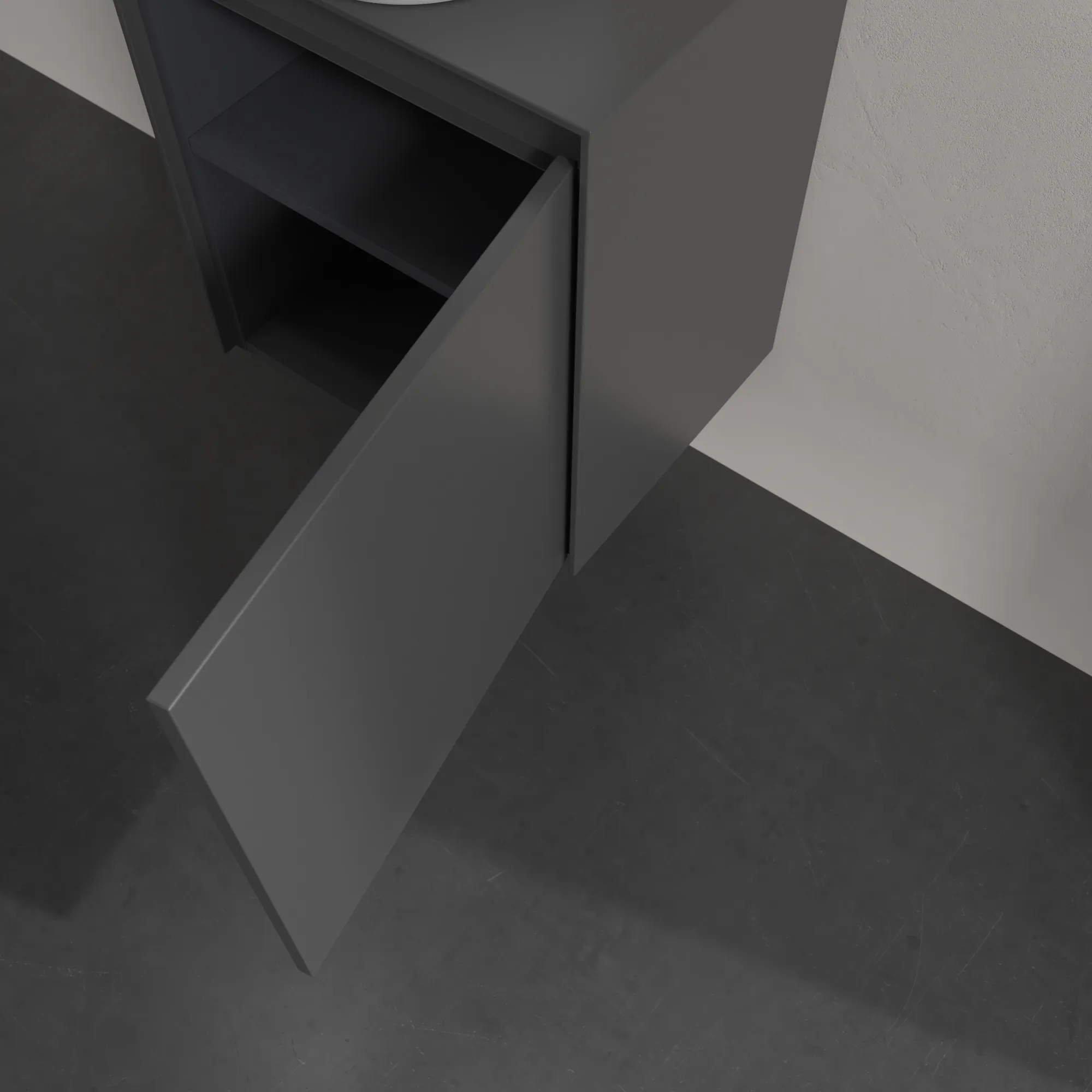 Villeroy & Boch Waschtischunterschrank „Collaro“ 500 × 548 × 380 mm Graphite, für Becken mittig, Anschlag rechts, mit Beleuchtung