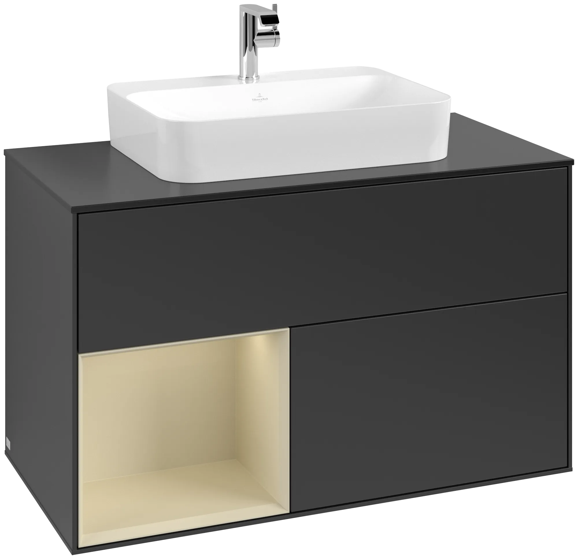 Villeroy & Boch Waschbeckenunterschrank Finion F36, 1000x603x501 mm, Black Matt Lacquer, mit Beleuchtung und Push-to-open Funktion