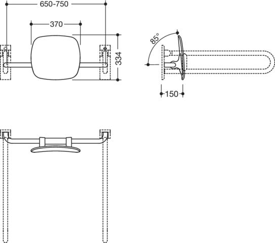 Rückenstütze Fb 90 EM, WA 150mm SK-Griff-Montage reinweiß Rückenstütze Fb 90 EM, WA 150mm SK-Griff-Montage reinweiß