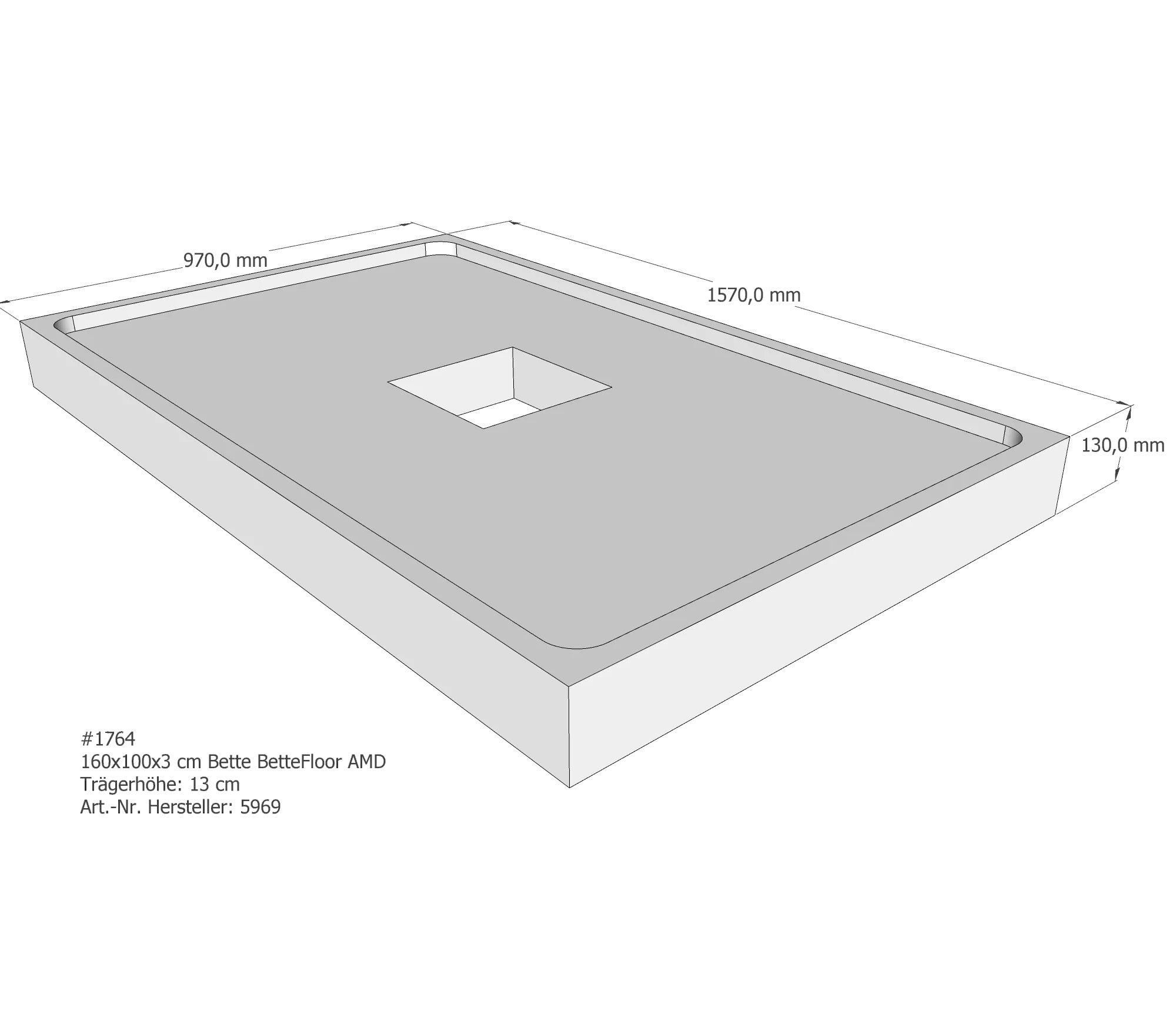 Duschwannenträger für Bette Floor 160 × 100 × 3 cm Duschwannenträger für Bette Floor 160 × 100 × 3 cm