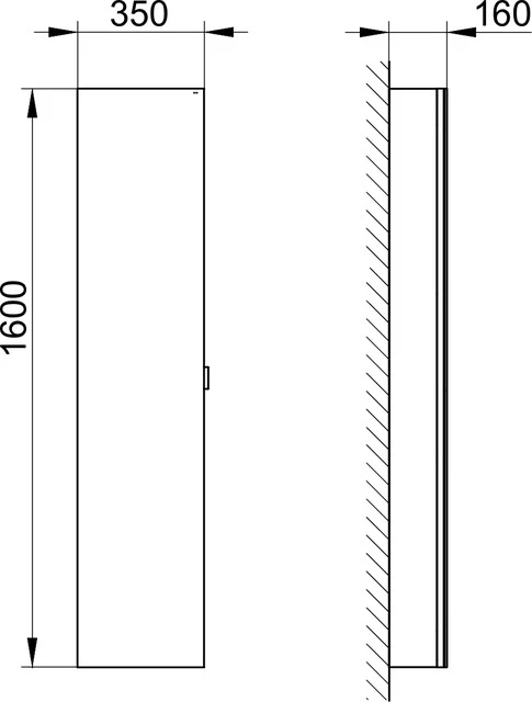 KEUCO Wandvorbau Seitenschrank 1-türig „Royal Modular 2.0“ in Silber (eloxiert), Anschlag links, links, Aufputz, Anschlag links, ohne Beleuchtung 350 × 1600 × 160 mm KEUCO Wandvorbau Seitenschrank 1-türig „Royal Modular 2.0“ in Silber (eloxiert), Anschlag links, links, Aufputz, Anschlag links, ohne Beleuchtung 350 × 1600 × 160 mm