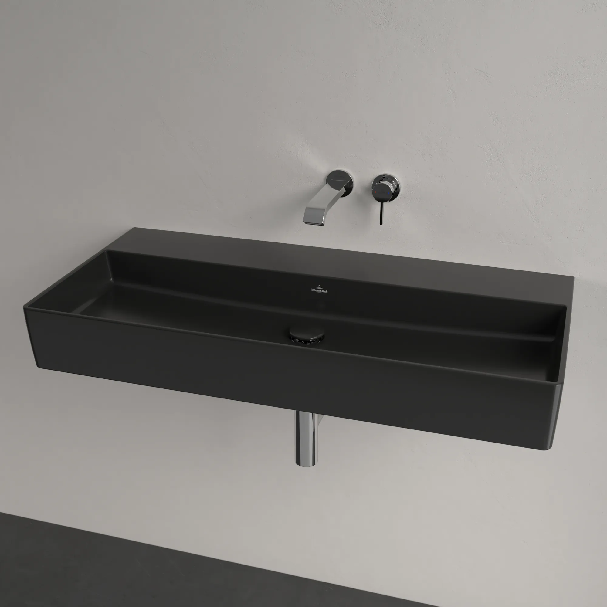Villeroy & Boch Memento 2.0 Waschbecken, Pure Black CeramicPlus, 1000x470x135 mm, TitanCeram, Wandmontage