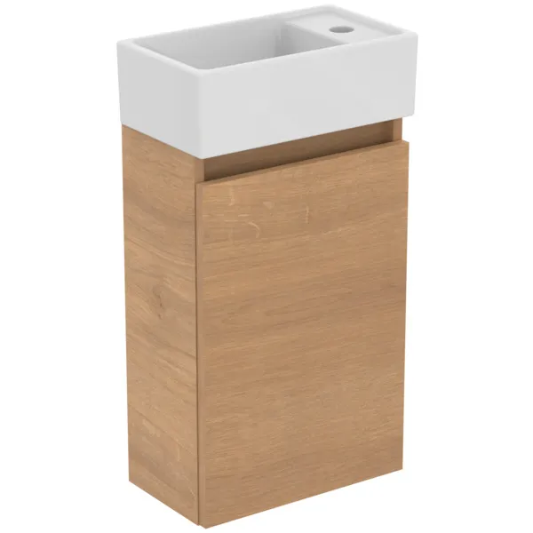 Möbelpaket Eurovit+ Handwaschbecken rechts 37cm Weiß und Unterschrank 36cm mit Tür Hochglanz grau lackiert