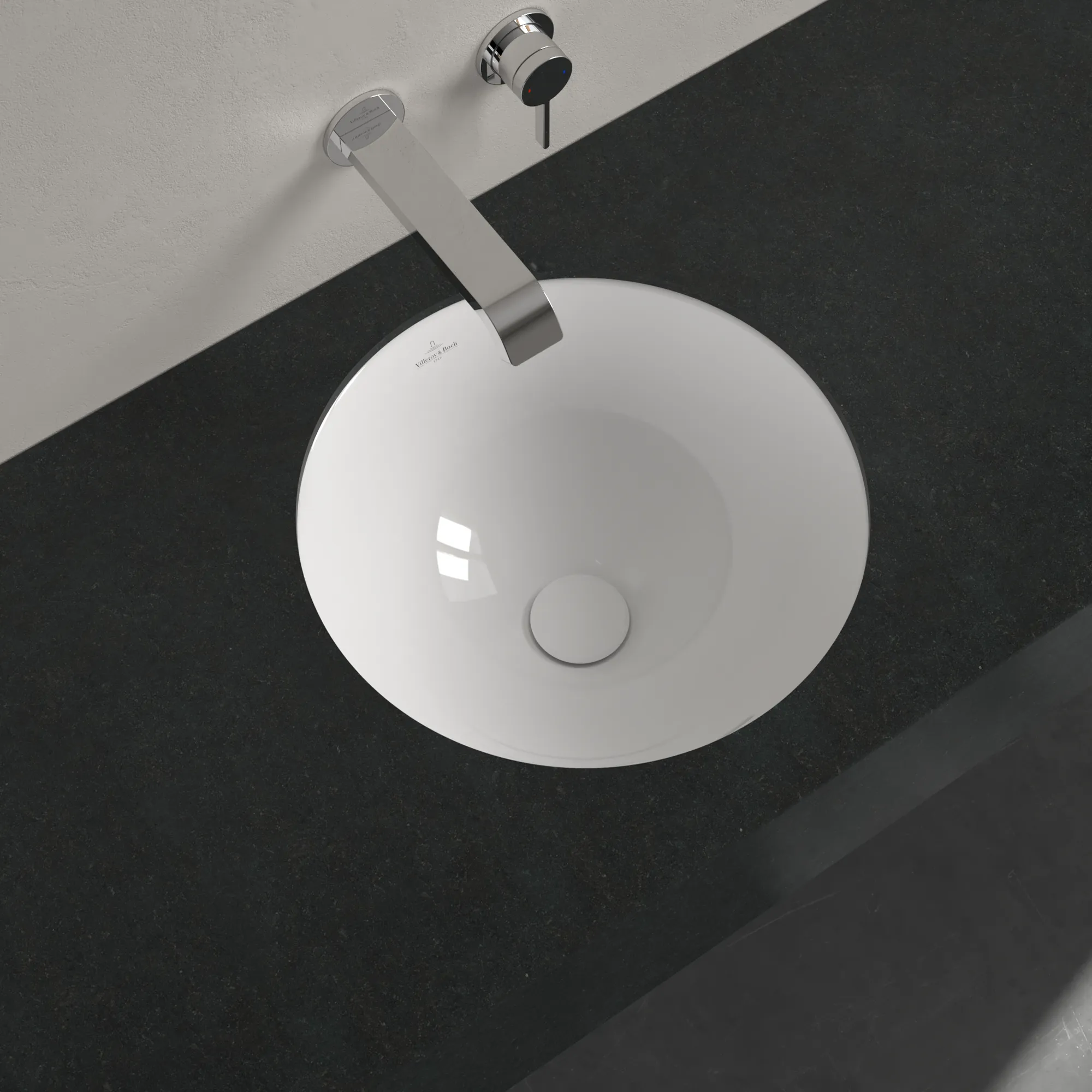 Villeroy & Boch Unterbauwaschtisch aus TitanCeram „Loop & Friends“ ⌀ 450 mm, ohne Hahnlochbohrung in Weiß Alpin Villeroy & Boch Unterbauwaschtisch aus TitanCeram „Loop & Friends“ ⌀ 450 mm, ohne Hahnlochbohrung in Weiß Alpin