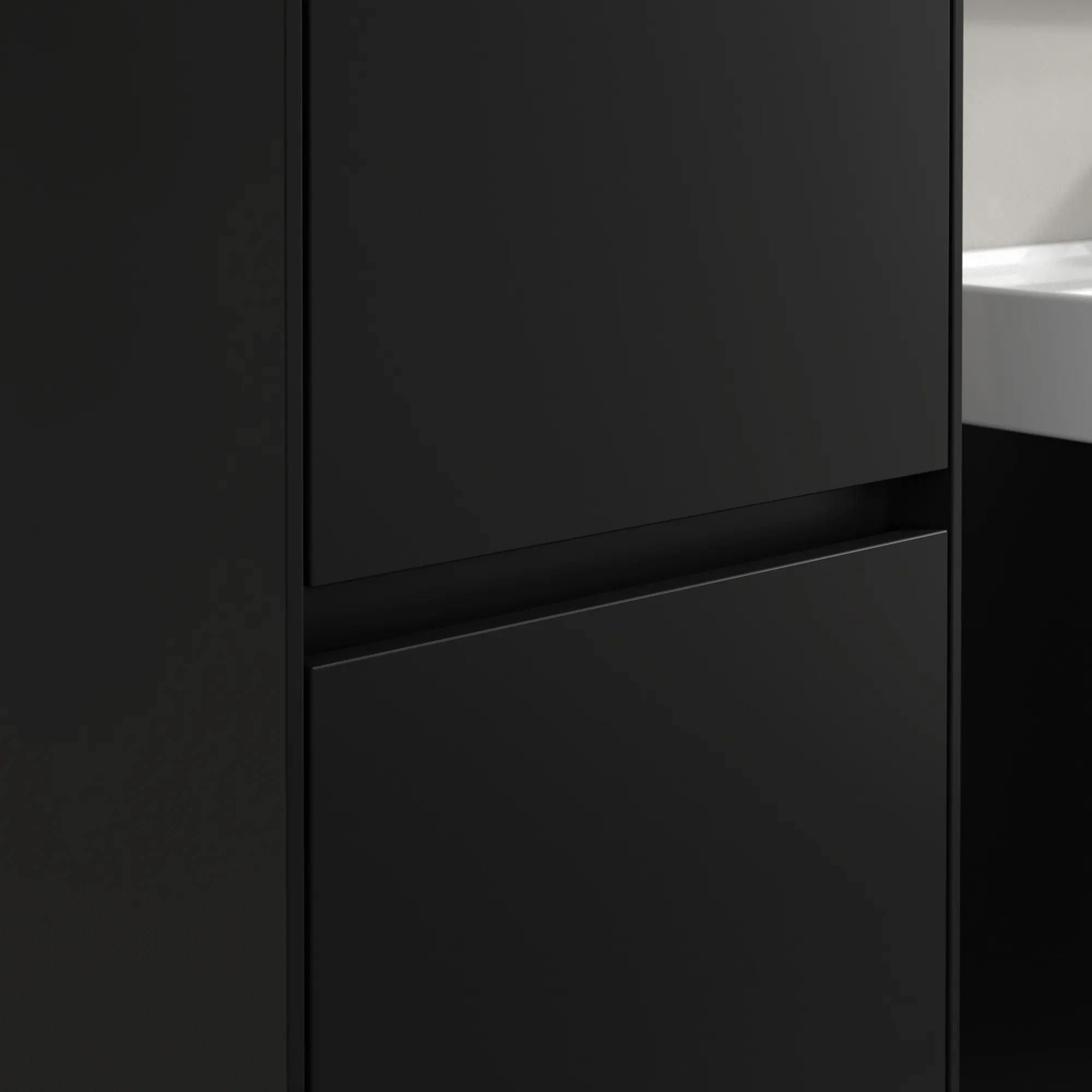 Villeroy & Boch Hochschrank Collaro C03300, Eckig, Volcano Black, 404 x 1538 x 349 mm, 2 Türen, SoftClosing, Aluminiumgriffe