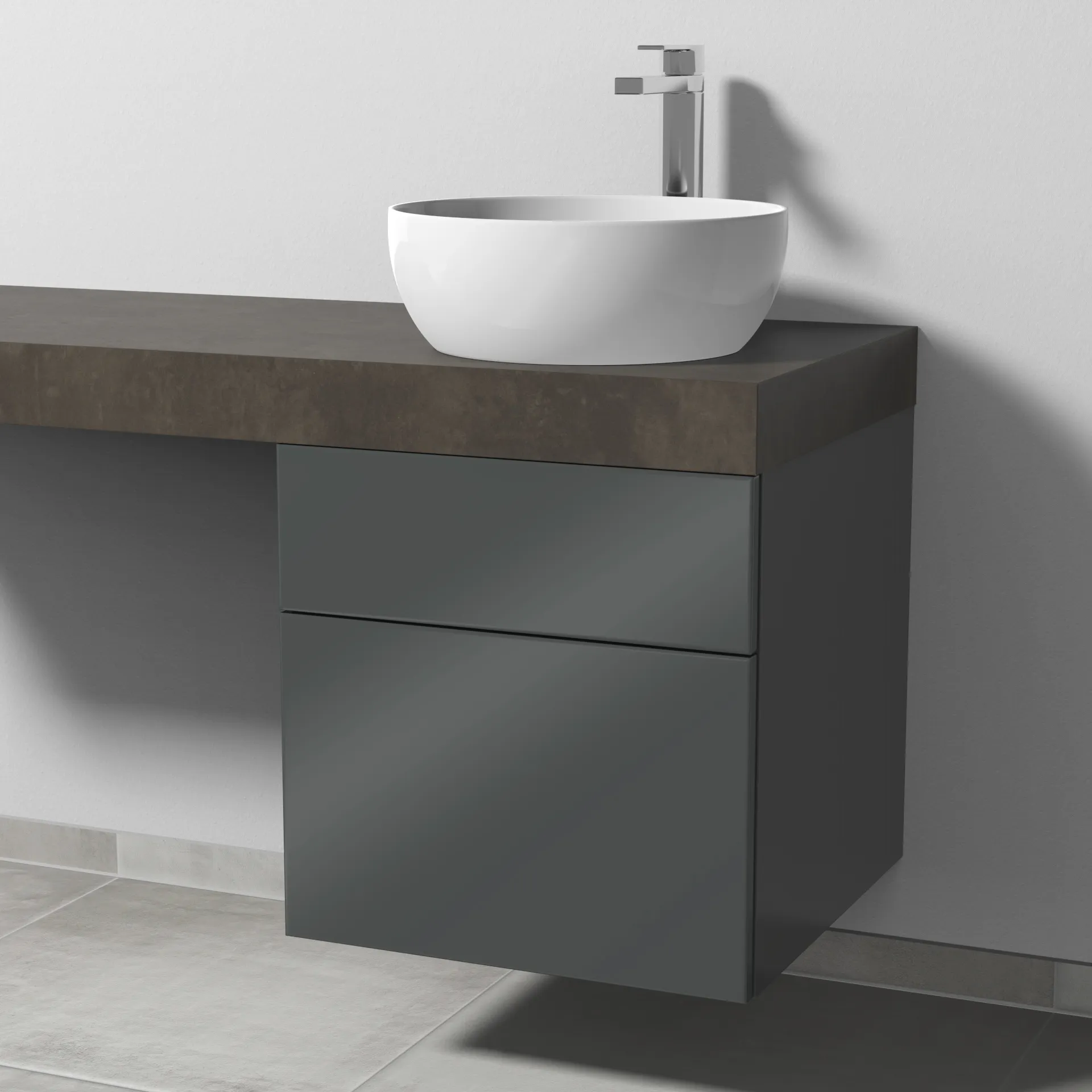 Sanipa Waschtischunterschrank „2morrow“ 500 × 510 × 520 mm in Anthrazit (glanz)