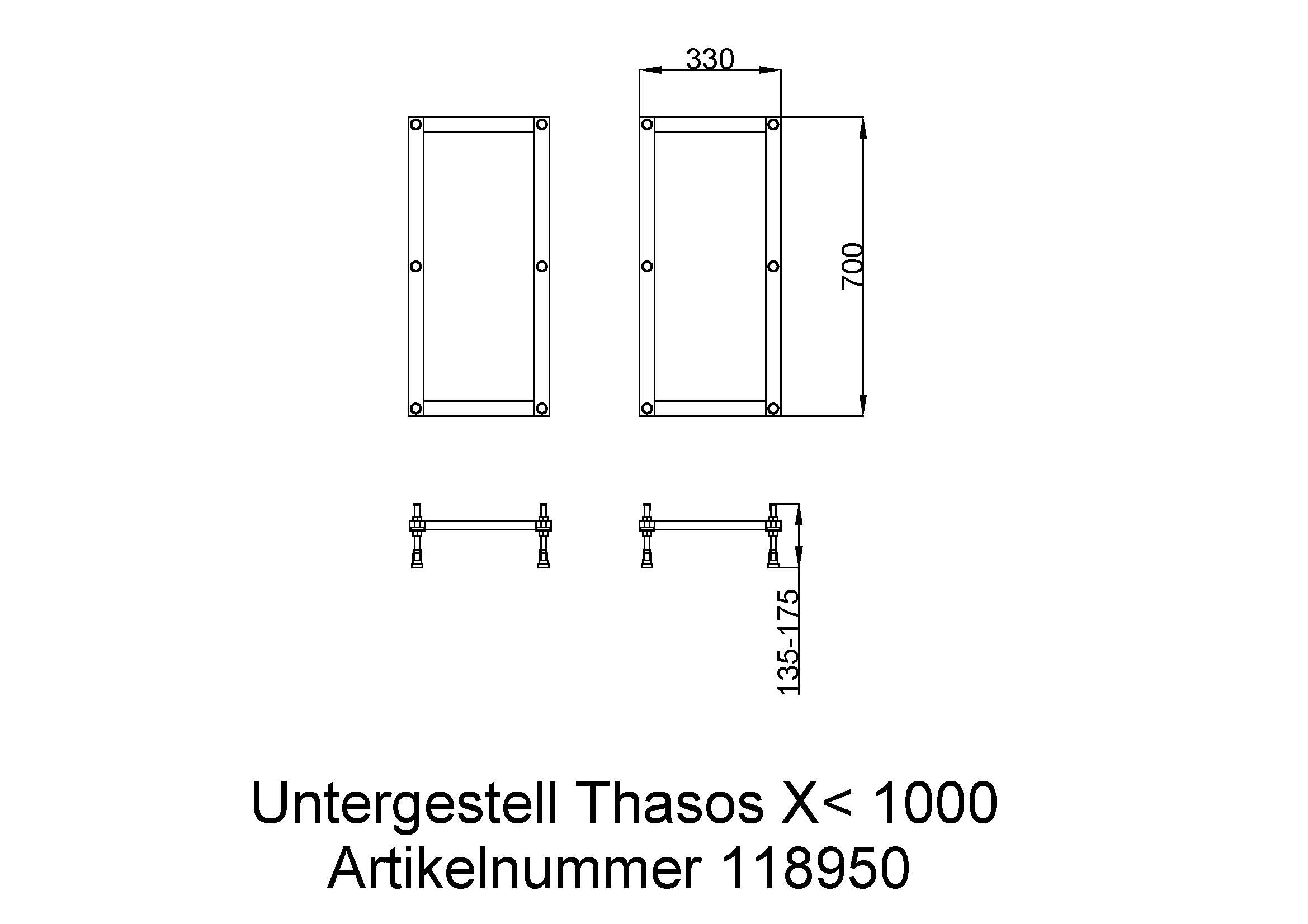Hoesch Untergestell für Duschwanne „Samar“ 80 × 75 cm 