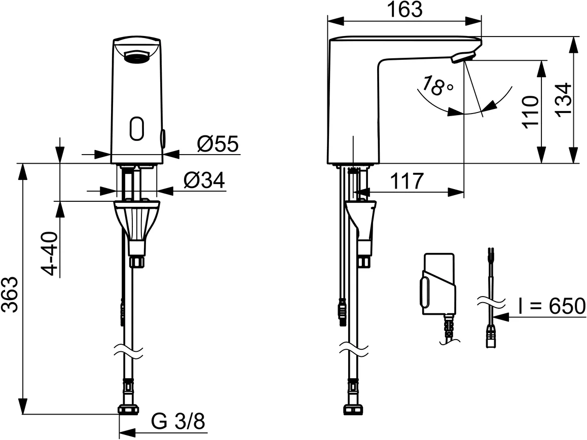 HansaELECTRA Waschtischbatterie 3V, Bluetooth HansaELECTRA 9201 Chrom