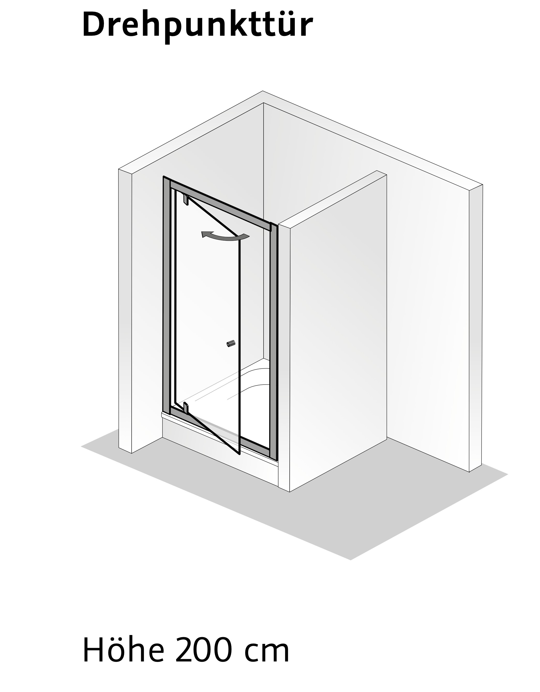 HSK gerahmte Drehpunkttür „Favorit Plus“ für Seitenwand Glas Chinchilla, Profile Schwarz-matt, H: 2000 mm HSK gerahmte Drehpunkttür „Favorit Plus“ für Seitenwand Glas Chinchilla, Profile Schwarz-matt, H: 2000 mm