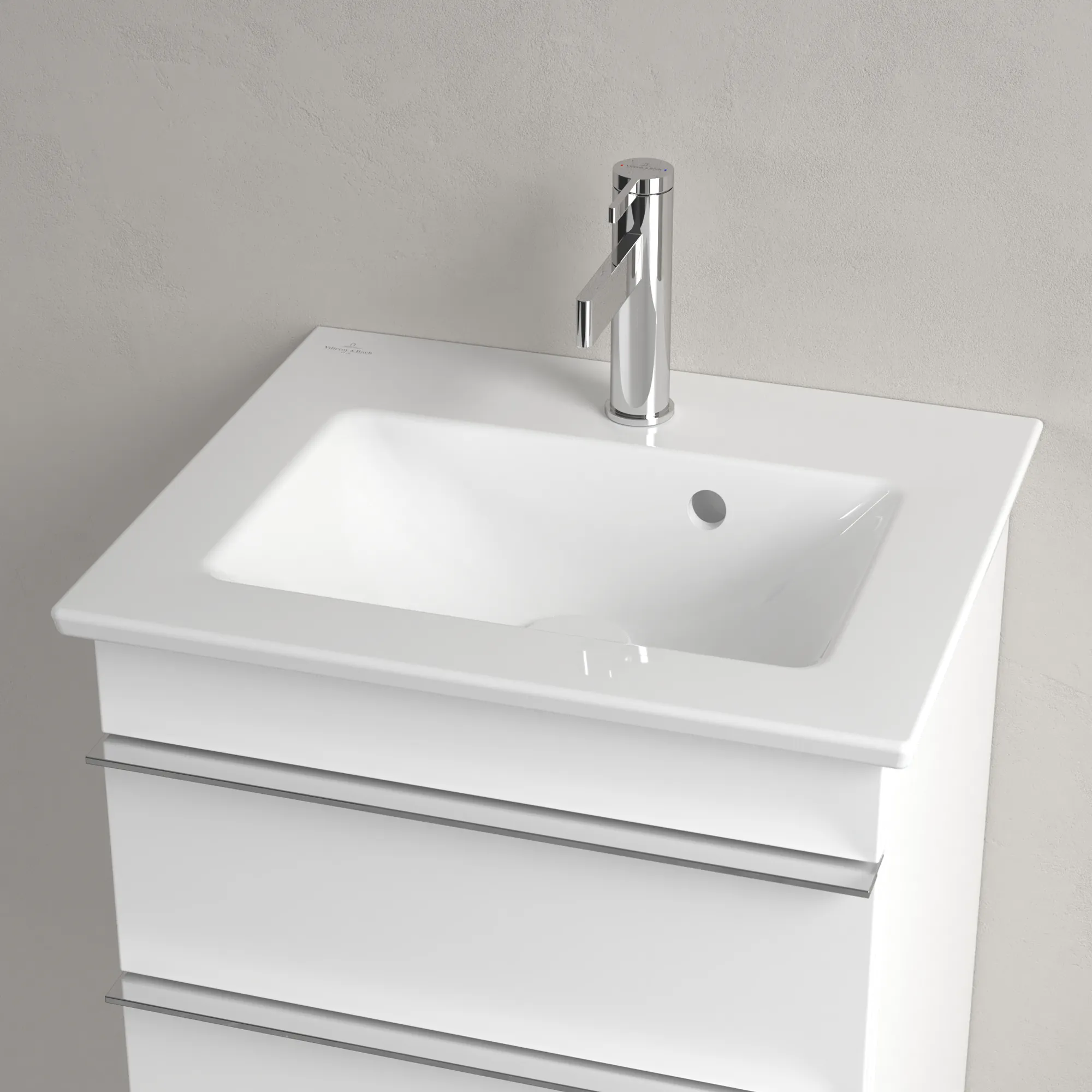 Villeroy & Boch Handwaschbecken „Venticello“ 500 × 420 × 150 mm, mit Hahnlochbohrung, Hahnlochposition mittig in Weiß Alpin Villeroy & Boch Handwaschbecken „Venticello“ 500 × 420 × 150 mm, mit Hahnlochbohrung, Hahnlochposition mittig in Weiß Alpin