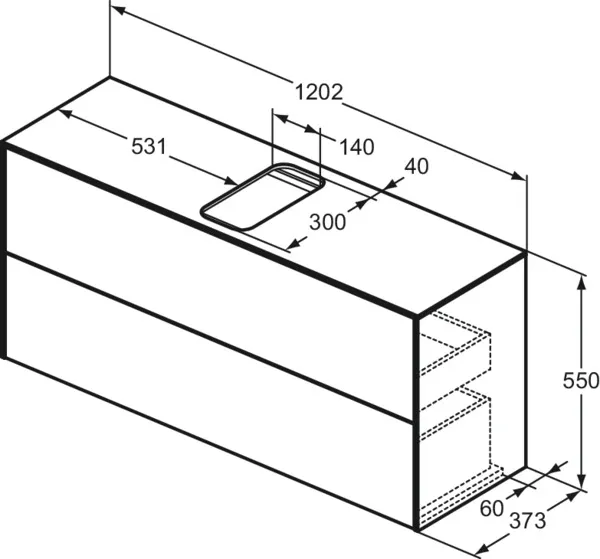 Ideal Standard Waschtischunterschrank „Conca“ 120,2 × 55 × 37,3 cm Walnuss dunkel Furnier Ideal Standard Waschtischunterschrank „Conca“ 120,2 × 55 × 37,3 cm Walnuss dunkel Furnier