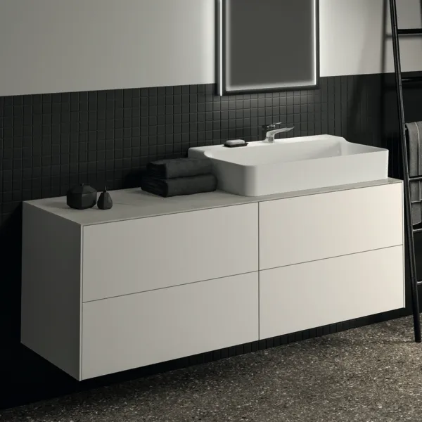 Ideal Standard Waschtischunterschrank „Conca“ 158,5 × 54 × 50,5 cm Weiß matt lackiert Ideal Standard Waschtischunterschrank „Conca“ 158,5 × 54 × 50,5 cm Weiß matt lackiert
