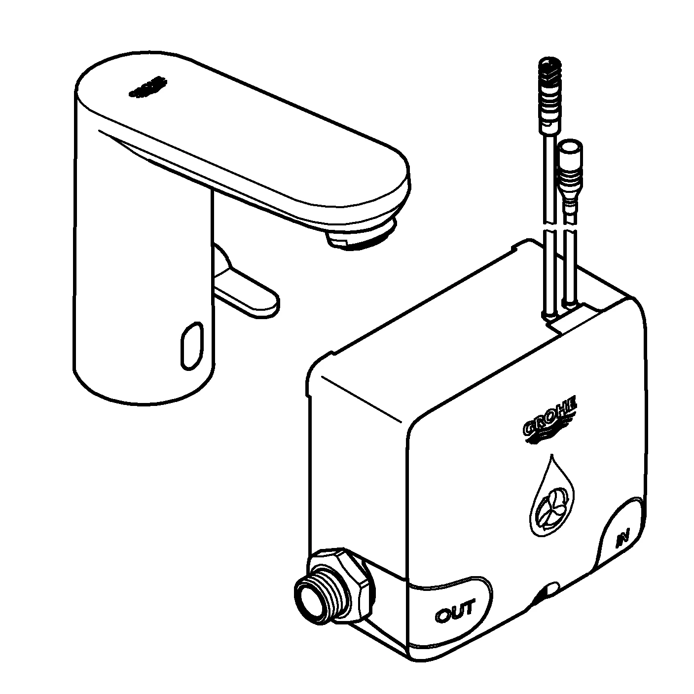 Infrarot-Elektronik für Waschtisch Powerbox Eurosmart CE 36386_1, mit Mischung und variabel einstellbarem Temperaturbegrenzer, chrom