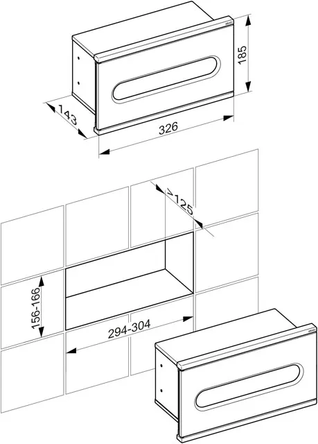 KEUCO Modul „Plan Integral“, Anschlag links, links 326 × 185 × 143 mm