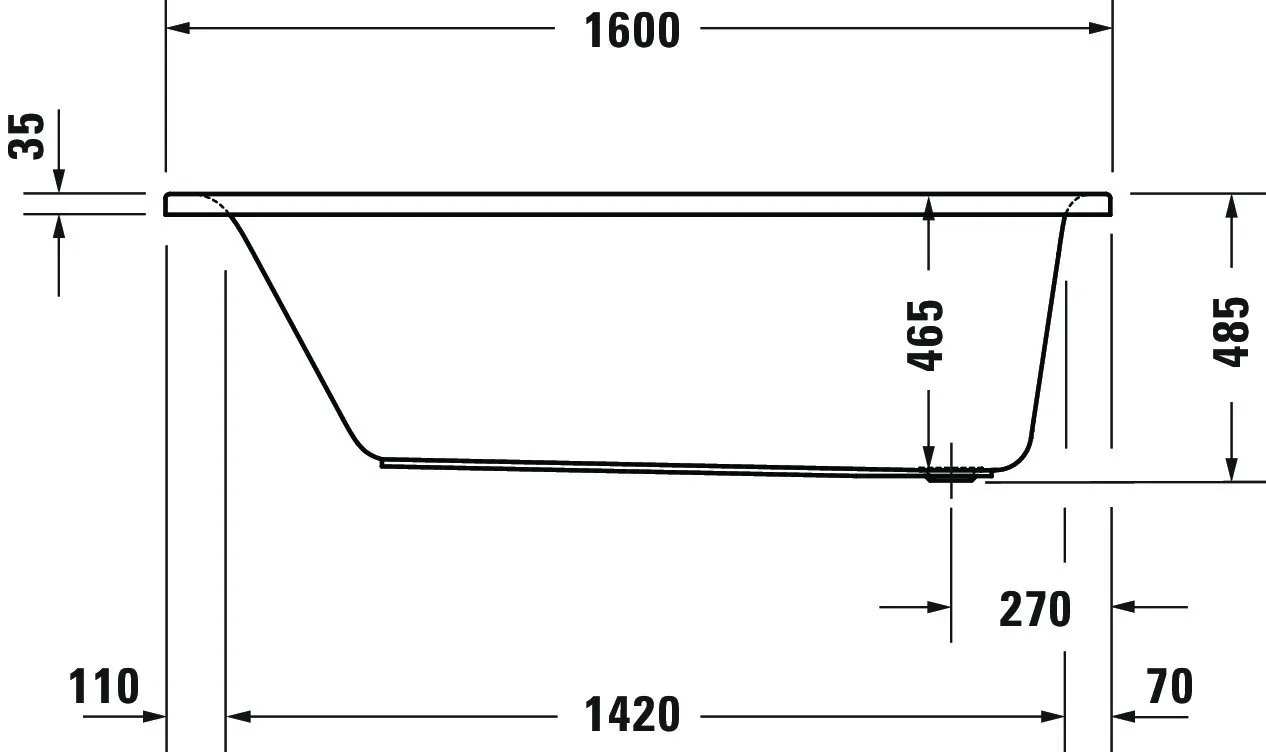 Duravit Badewanne „D-Neo“ rechteck 160 × 70 cm, Fußablauf