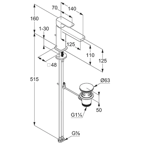 Kludi-RENON Waschtisch-Einhandmischer 110 DN 15, chrom, 4,5 l/min, DVGW-zugelassen, Schnell-Montagesystem