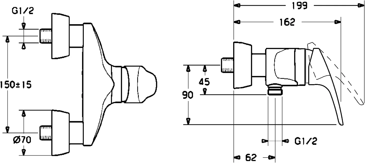 HansaMIX Einhebelmischer Brausebatterie DN15 Chrom HansaMIX Einhebelmischer Brausebatterie DN15 Chrom