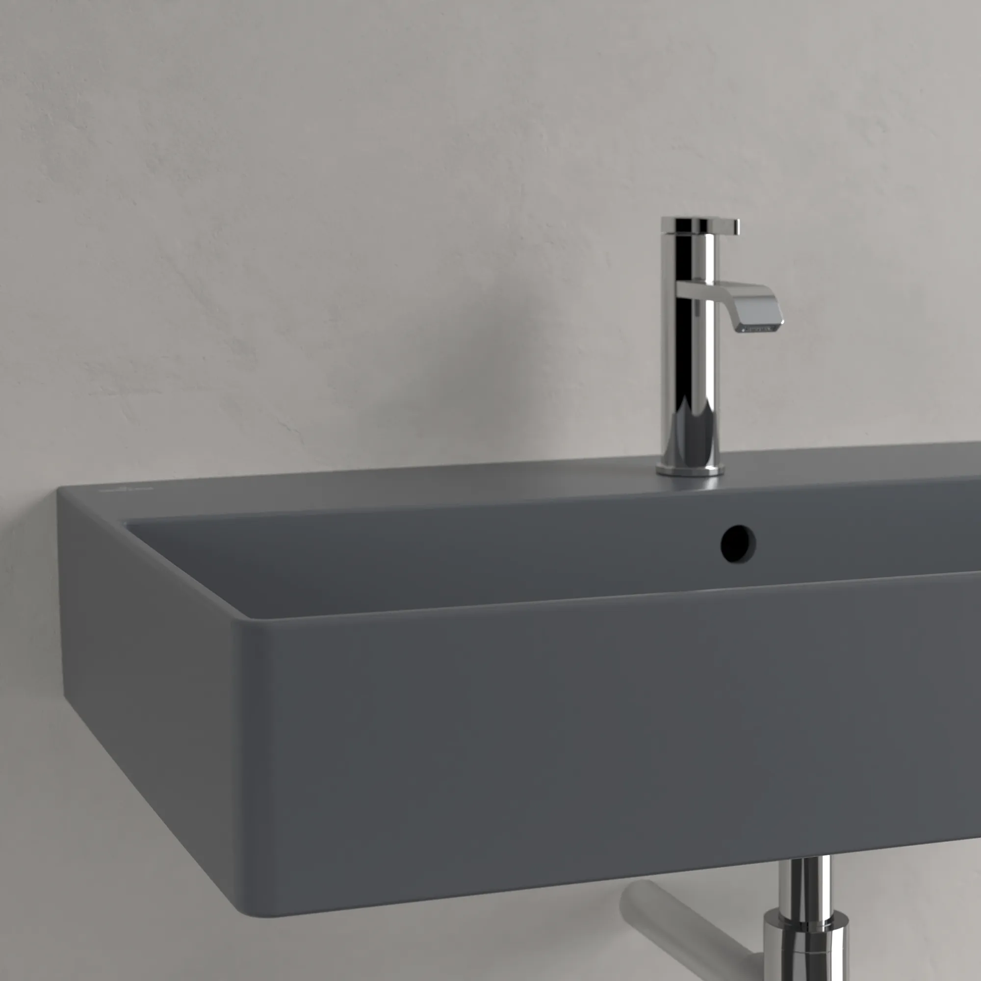 Villeroy & Boch Wandwaschtisch aus TitanCeram geschliffen „Memento 2.0“ 800 × 470 × 140 mm, mit Hahnlochbohrung, Hahnlochposition mittig in Graphite Villeroy & Boch Wandwaschtisch aus TitanCeram geschliffen „Memento 2.0“ 800 × 470 × 140 mm, mit Hahnlochbohrung, Hahnlochposition mittig in Graphite