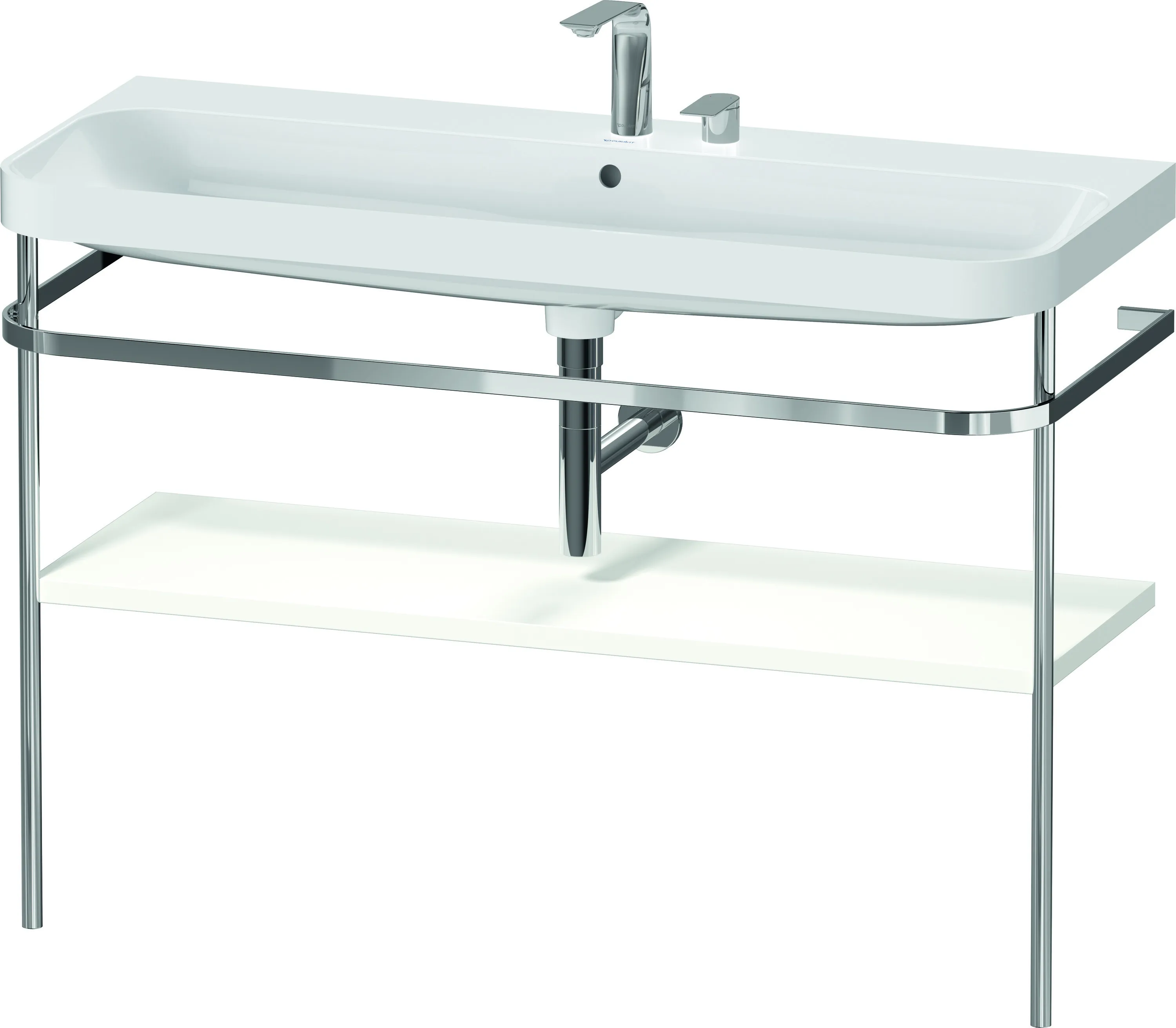 Duravit Waschtischunterschrank c-shaped Set mit Metallkonsole „Happy D.2 Plus“ 117,5 × 85 × 49 cm in Weiß Seidenmatt