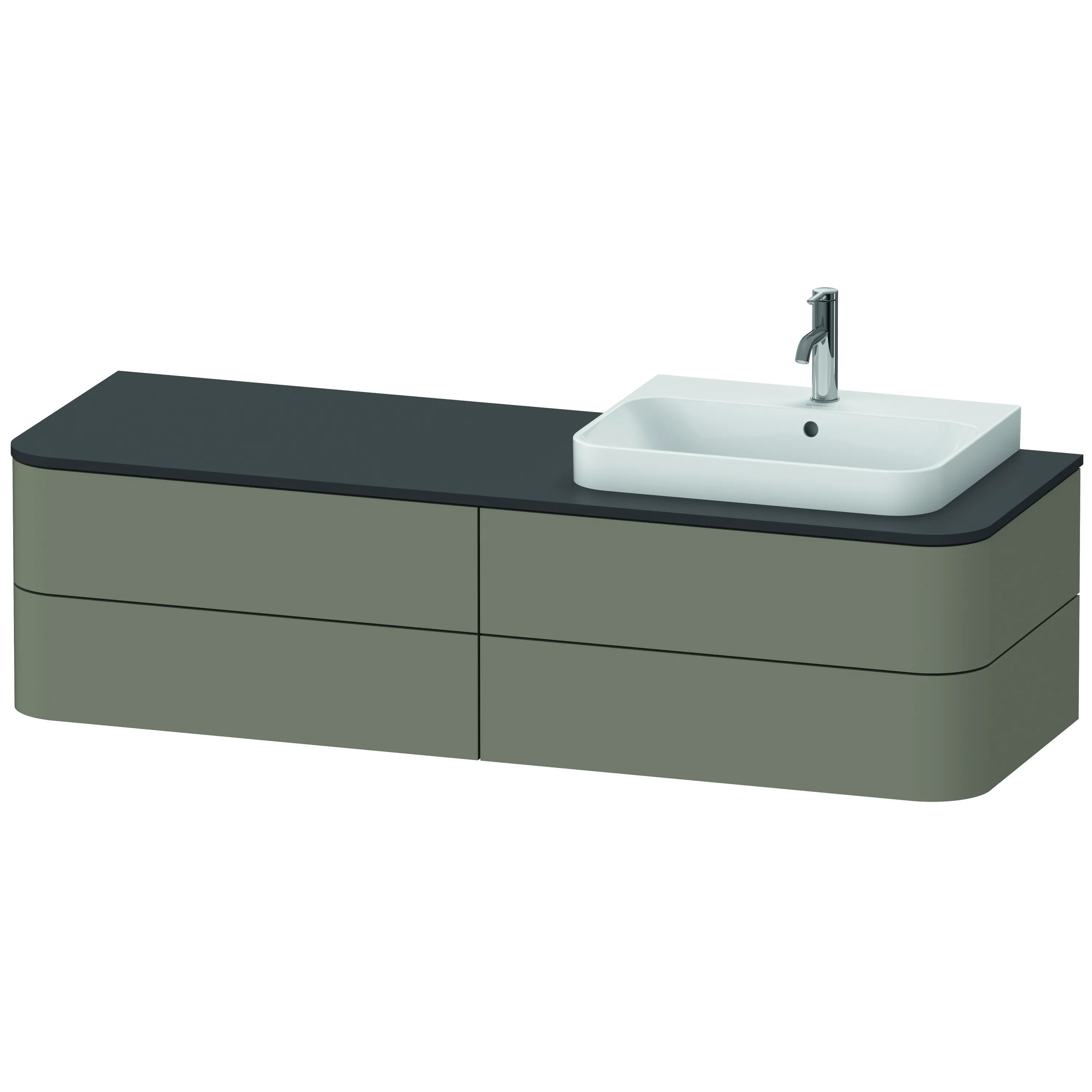 Duravit Waschtischunterschrank wandhängend „Happy D.2 Plus“ 160 × 40,8 × 55 cm Steingrau Seidenmatt, rechts