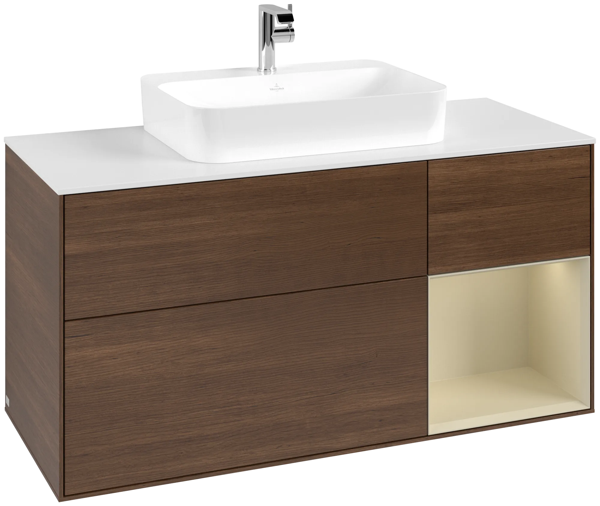 Villeroy & Boch Waschtischunterschrank „Finion“ für Schrankwaschtisch 1200 × 603 × 501 mm Walnut Veneer, für Becken mittig Villeroy & Boch Waschtischunterschrank „Finion“ für Schrankwaschtisch 1200 × 603 × 501 mm Walnut Veneer, für Becken mittig