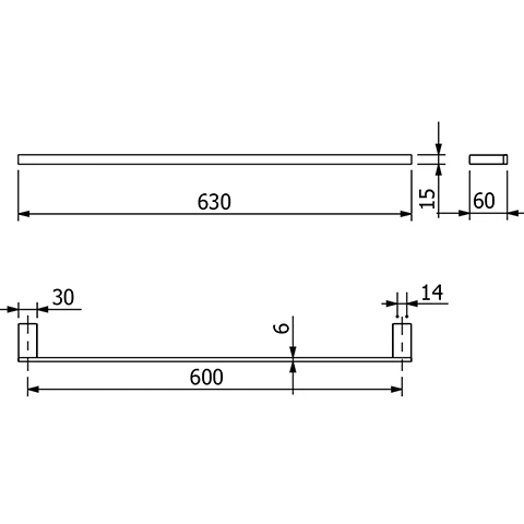 -VELA C Badetuchhalter Länge = 600MM chrom