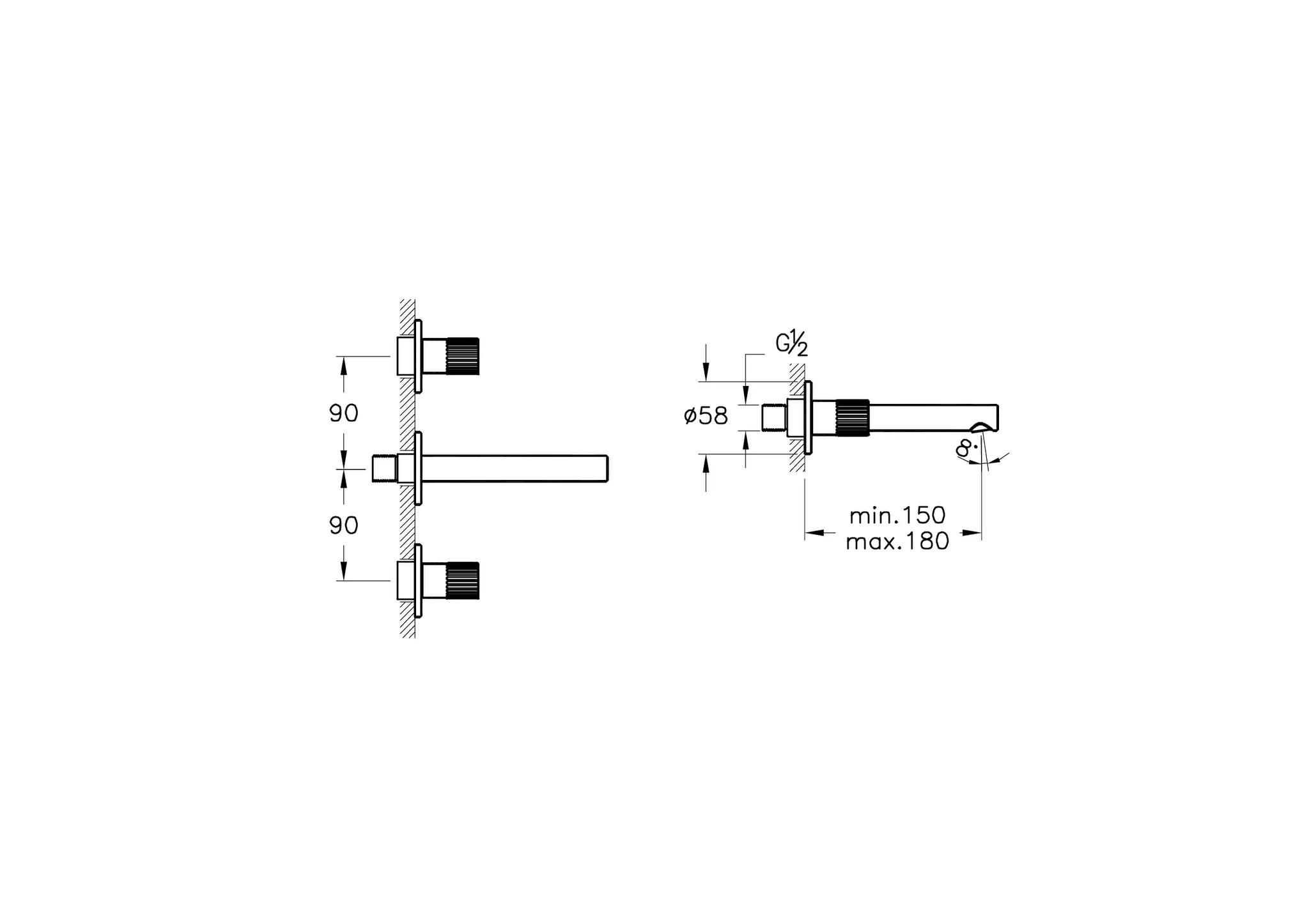 Origin Zweigriff-Waschtischarmatur Unterputzmontage Chrom Origin Zweigriff-Waschtischarmatur Unterputzmontage Chrom