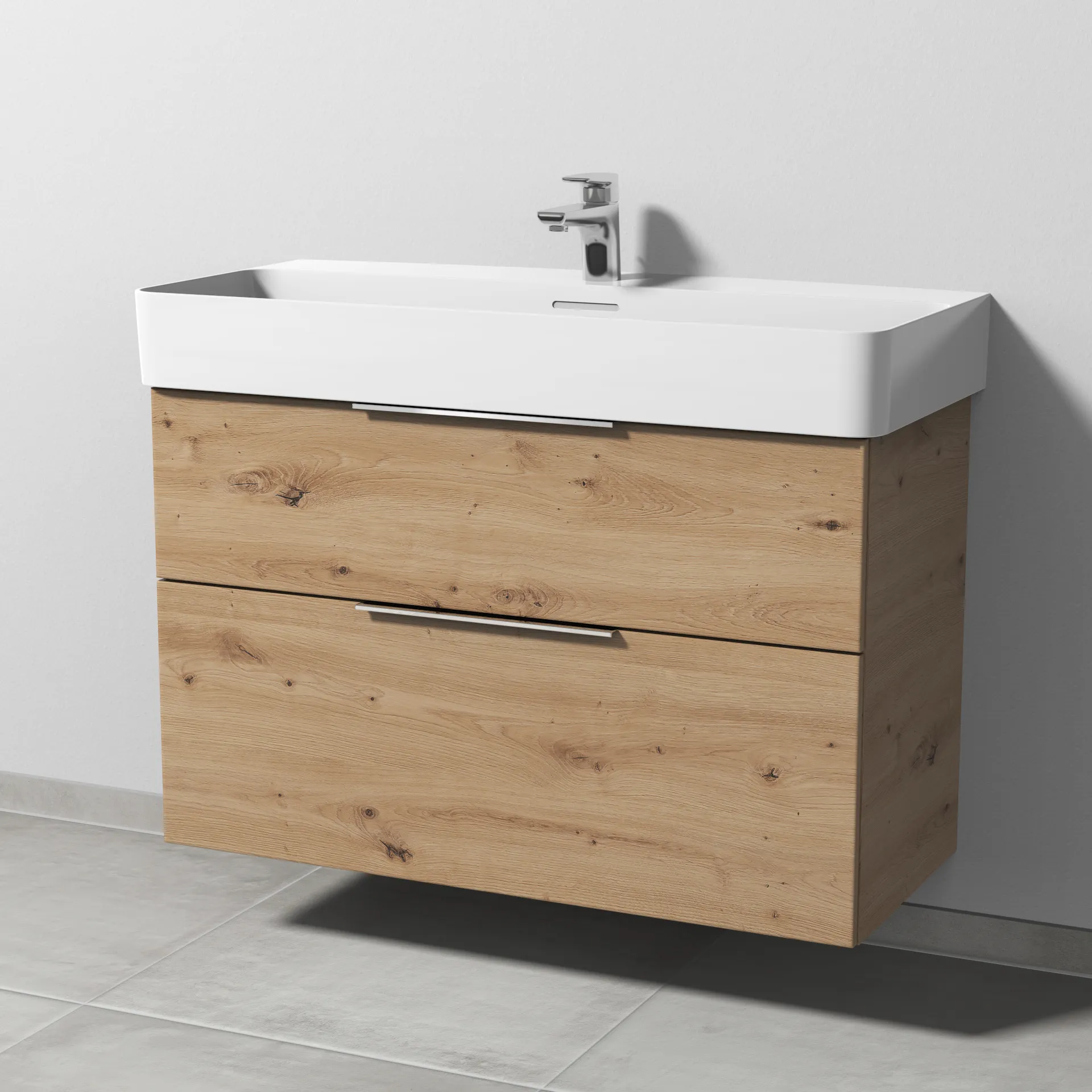 Sanipa Waschtischunterschrank „3way“ 910 × 588 × 397 mm in Eiche Natural-Touch Sanipa Waschtischunterschrank „3way“ 910 × 588 × 397 mm in Eiche Natural-Touch