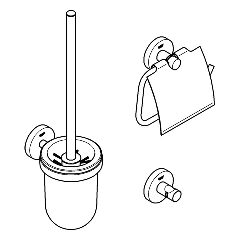 WC-Set 3-in-1 Essentials 40407_1, mit Toilettenbürstengarnitur, Bademantelhaken, WC-Papierhalter mit Deckel
