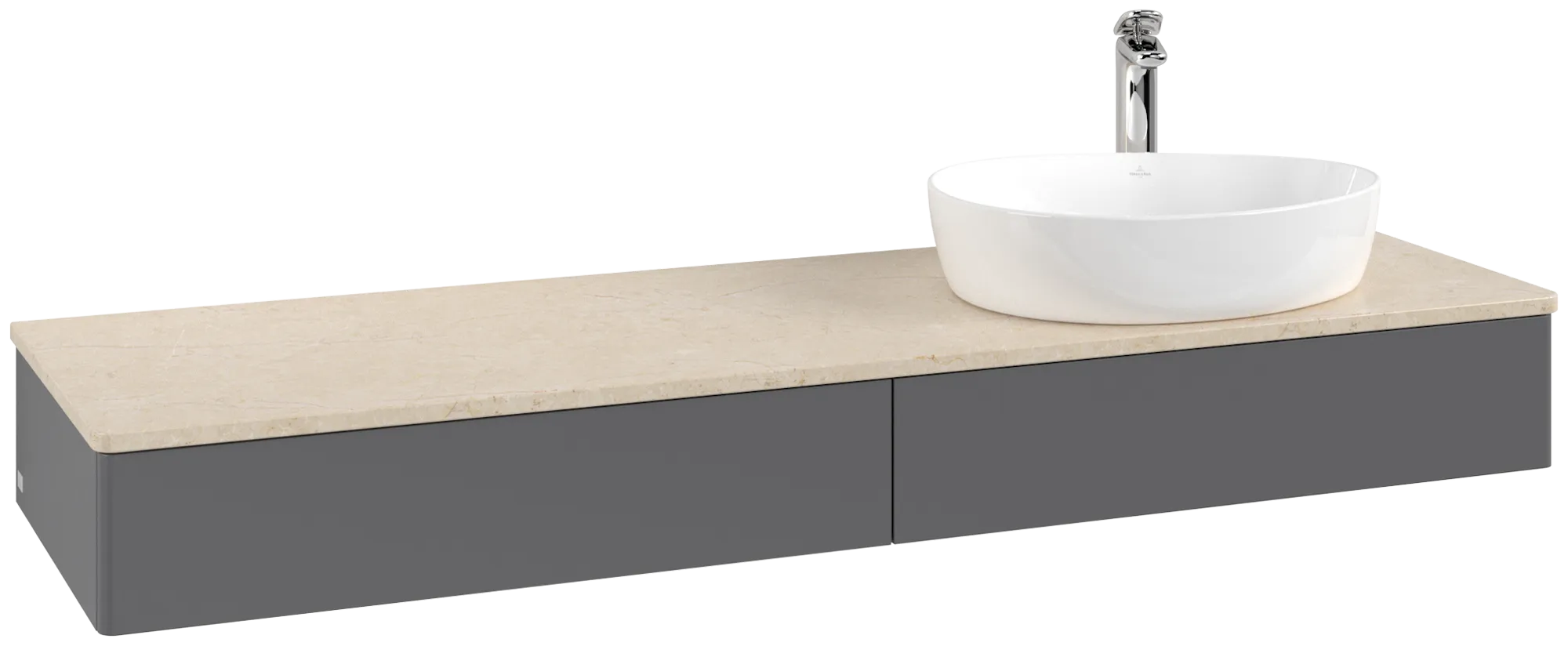 Villeroy & Boch Antao Waschbeckenunterschrank L16_5, 1600x190x500mm, Anthracite Matt Lacquer / Botticino