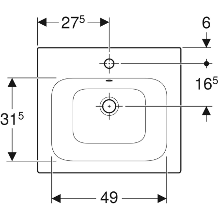 Geberit „Renova Plan“, mit Überlauf, Hahnlochposition mittig in weiß alpin Geberit „Renova Plan“, mit Überlauf, Hahnlochposition mittig in weiß alpin