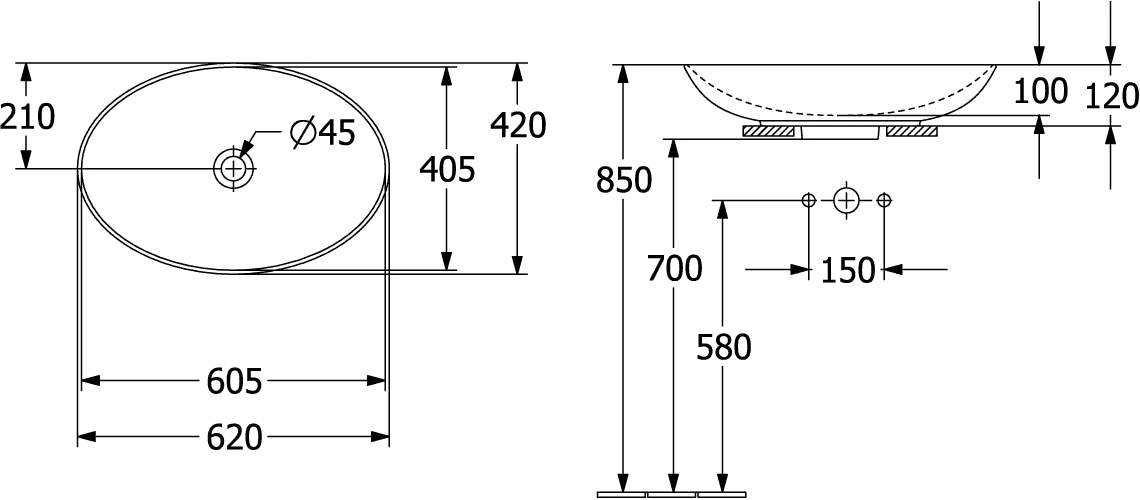 Villeroy & Boch Aufsatzwaschtisch aus TitanCeram „Loop & Friends“ 620 × 420 × 150 mm, ohne Hahnlochbohrung in Weiß Alpin Villeroy & Boch Aufsatzwaschtisch aus TitanCeram „Loop & Friends“ 620 × 420 × 150 mm, ohne Hahnlochbohrung in Weiß Alpin